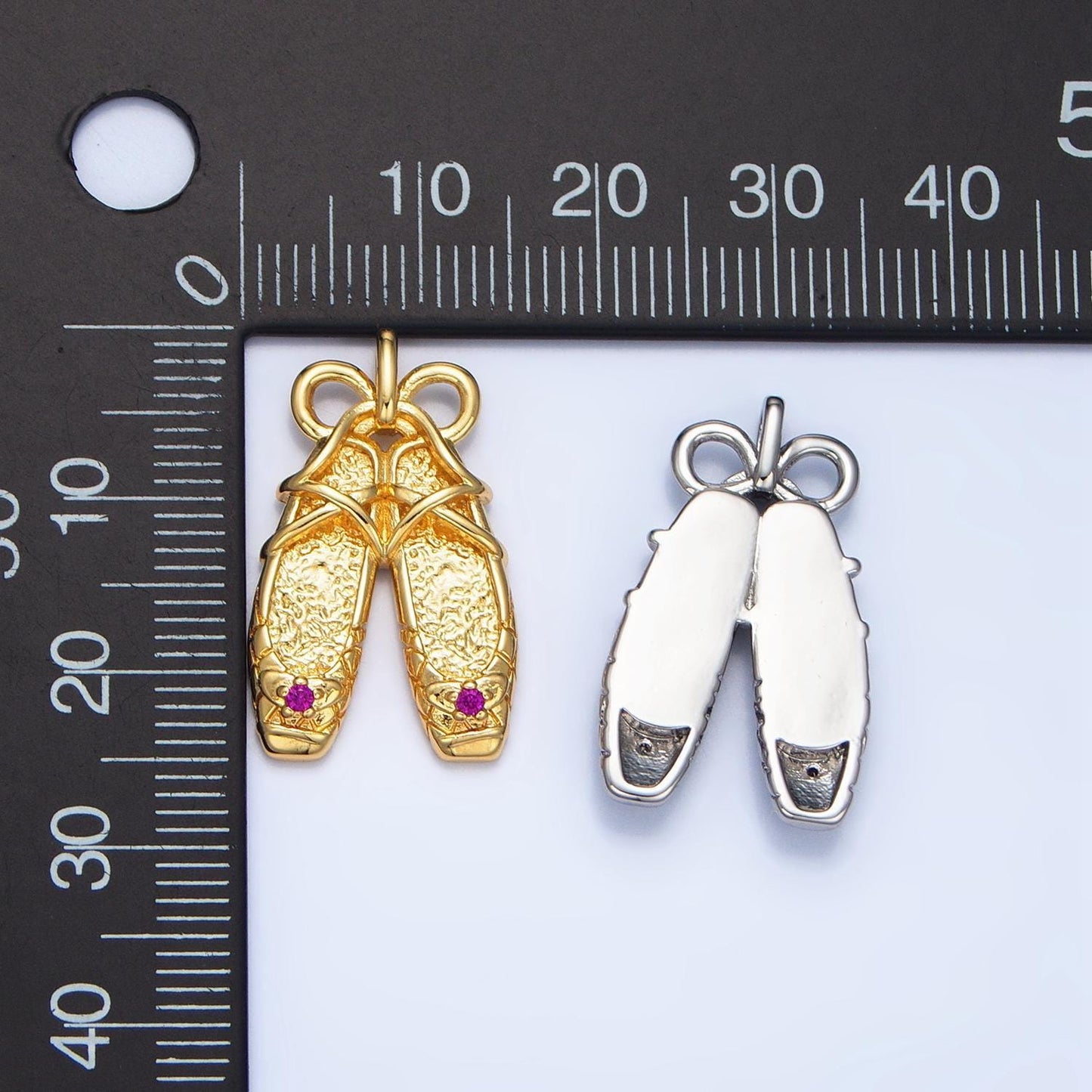 Dainty ballerina shoes dangle charm minimalist jewelry making gift for ballet girls pendant aa118