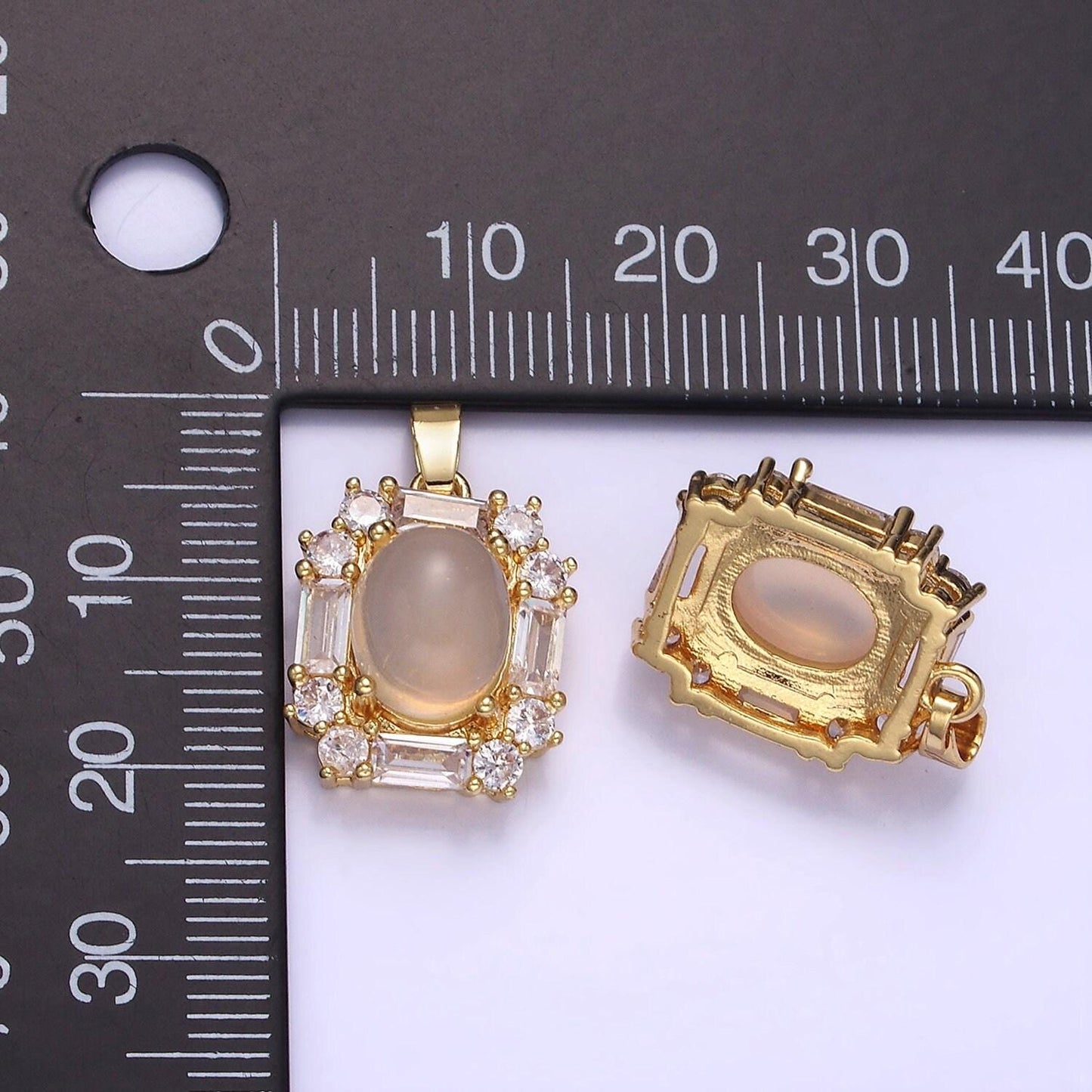 14k gold filled 23mm cz rectangle pendant | aa-1181
