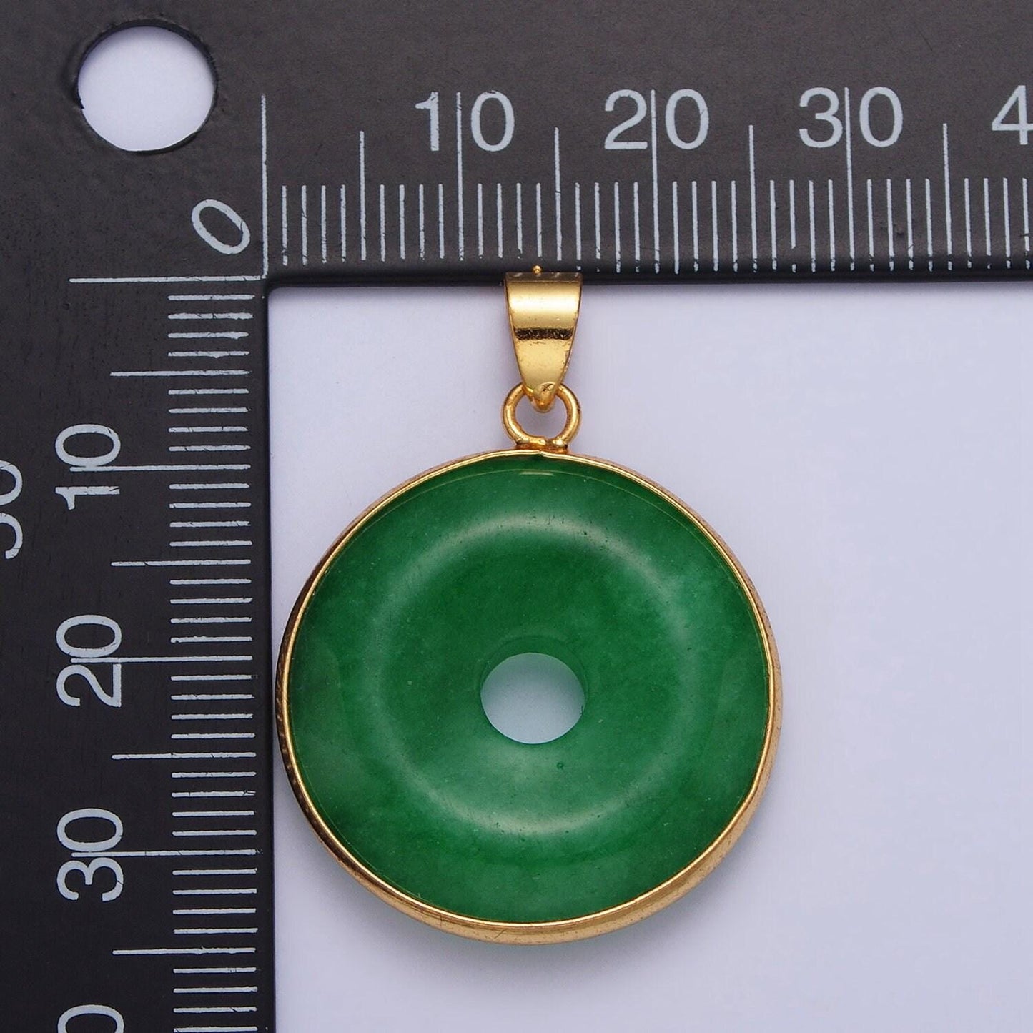 Dainty gold filled coin jade charm necklace green donut jade pendant for necklace component jewelry making supply aa103