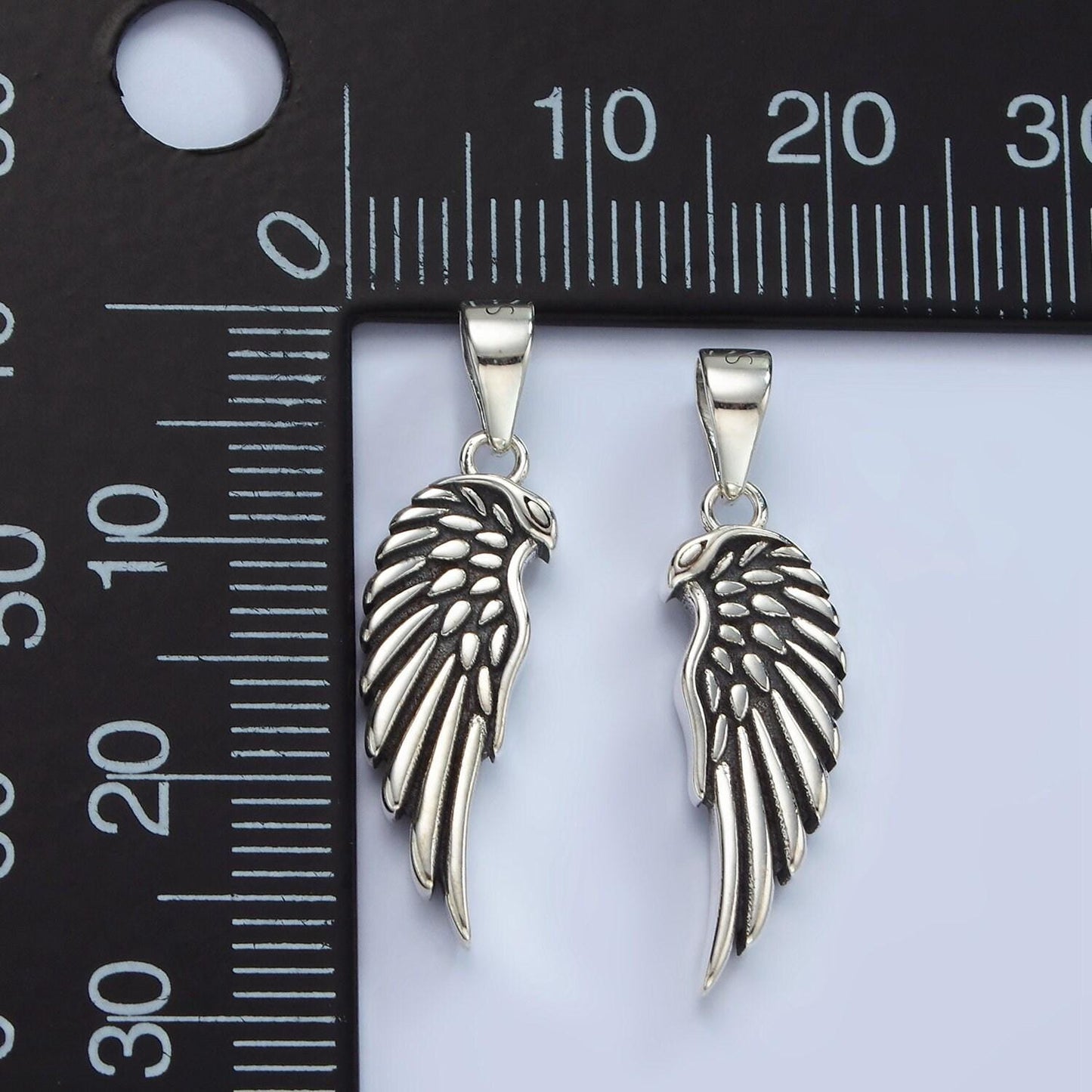S925 sterling silver feather wings oxidized minimalist pendant | sl-459