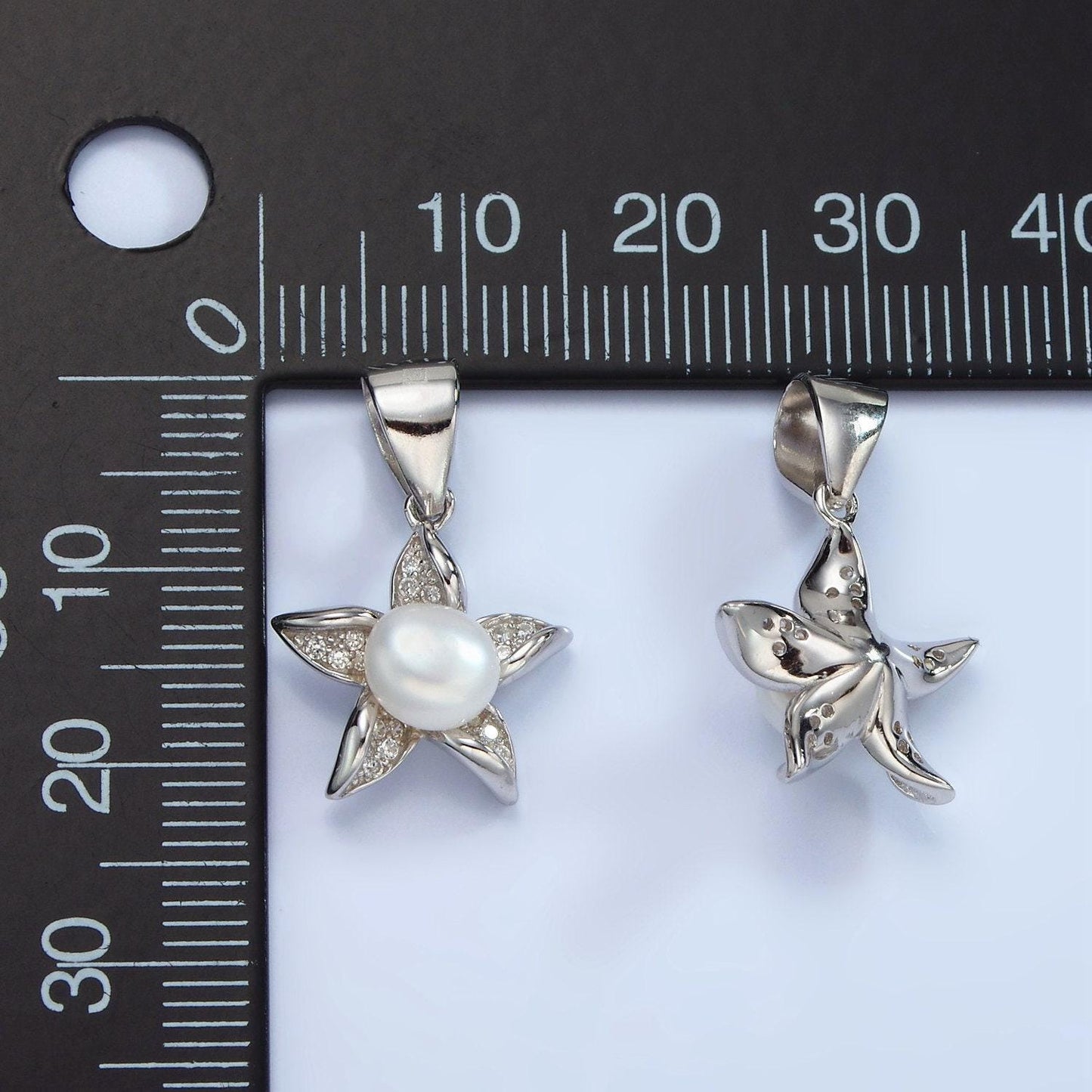 Mini silver star charm s925 sterling silver flower charm with shell pearl for add on charm bracelet necklace earring finding sl-442