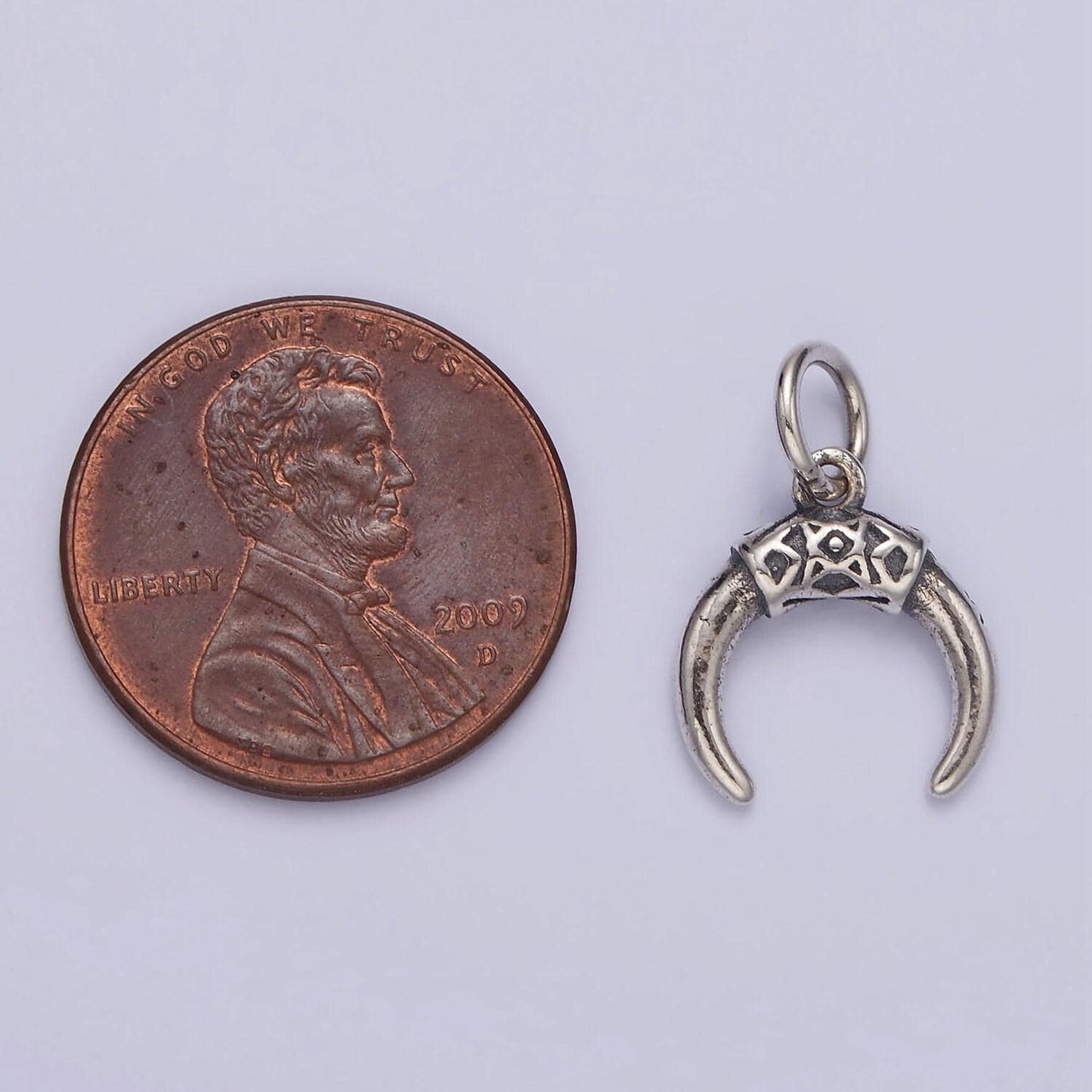 S925 sterling silver double horn pendant silver horn charm amulet talisman jewelry