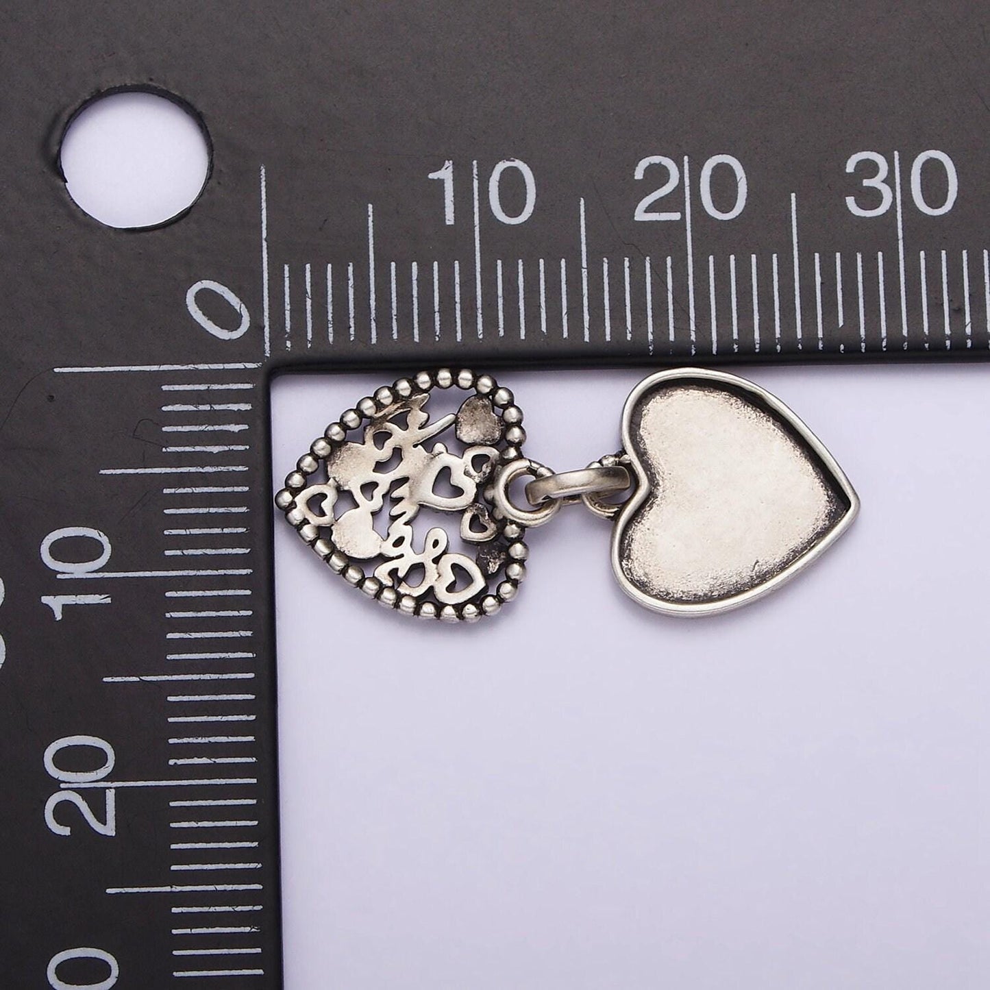 Sterling silver s925 "family" cursive script double open heart pendant | sl-329