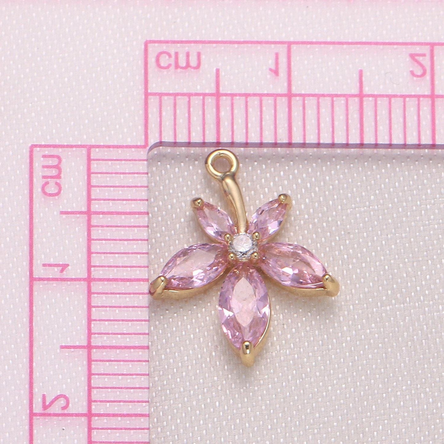 14x17mm tiny flower charm pendant, daisy petal charm necklace bracelet earring charms, floral lover pink purple yellow gold micro pave -950