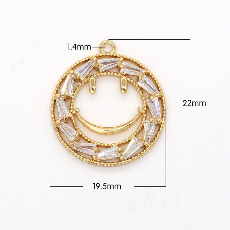 Smile face pendant,micro pave cz happy face charms baguette happy face charm for diy jewelry supply -617