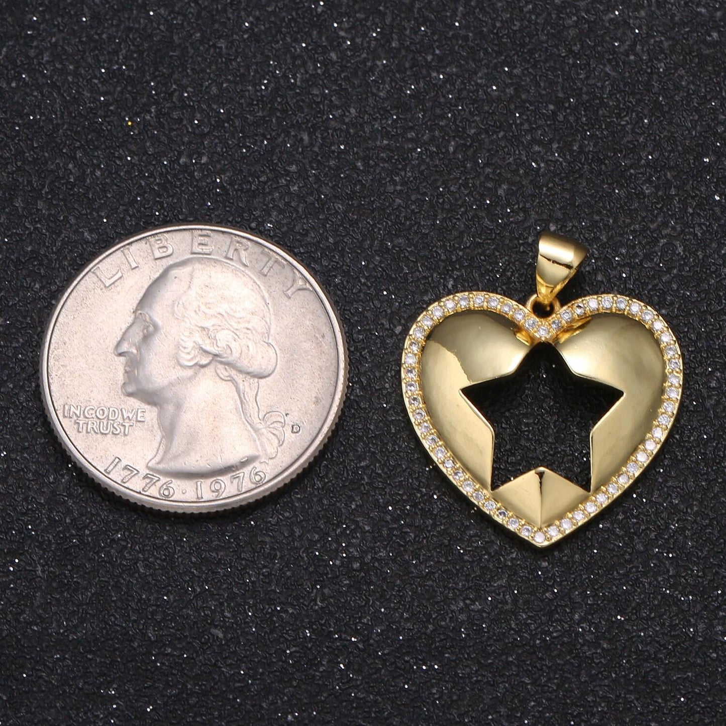 Cubic heart pendant twinkle shining star pendants gold plated for statement necklace -36