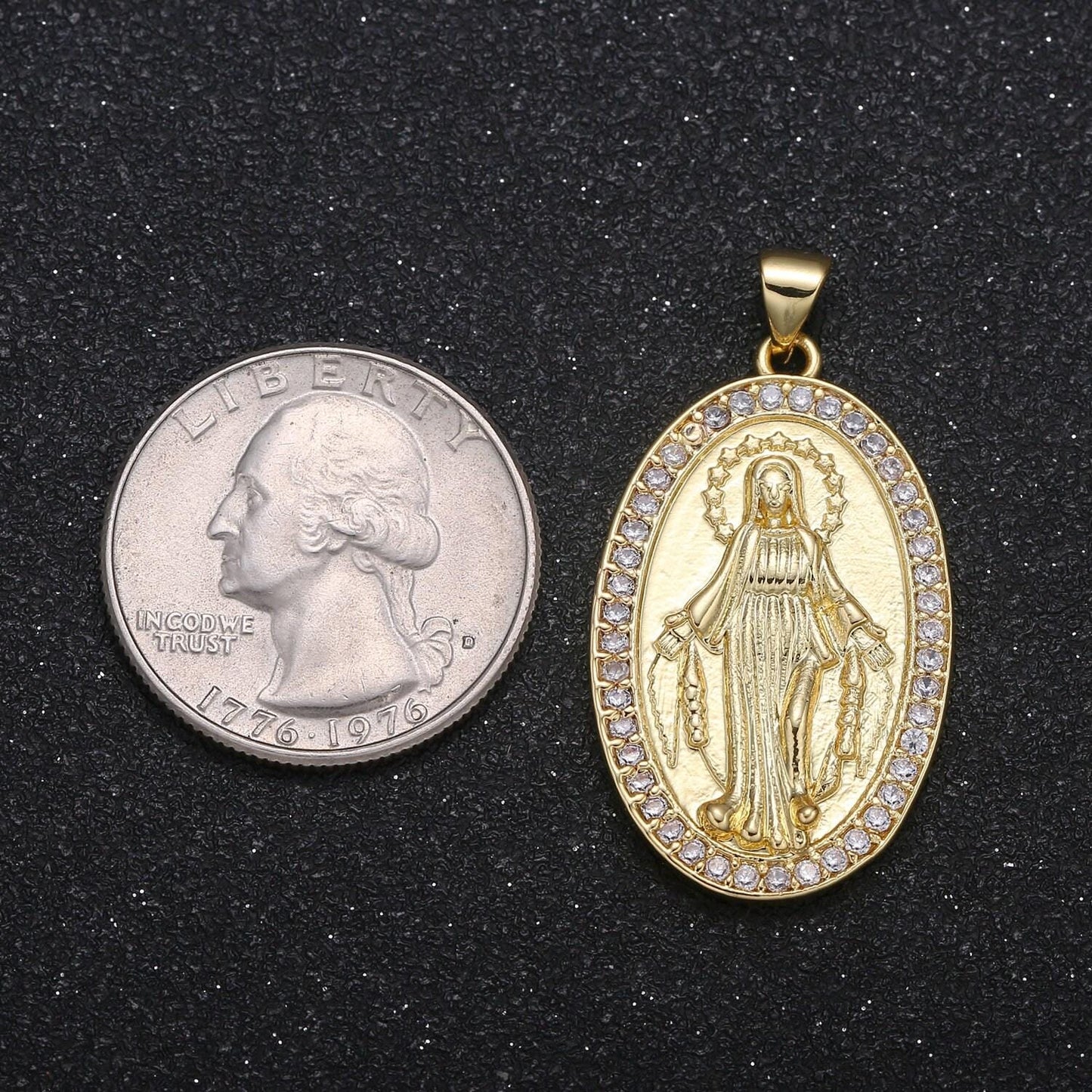 Oval virgin mary charm religious charm micro pave cz lady guadalupe charm for jewelry making -15