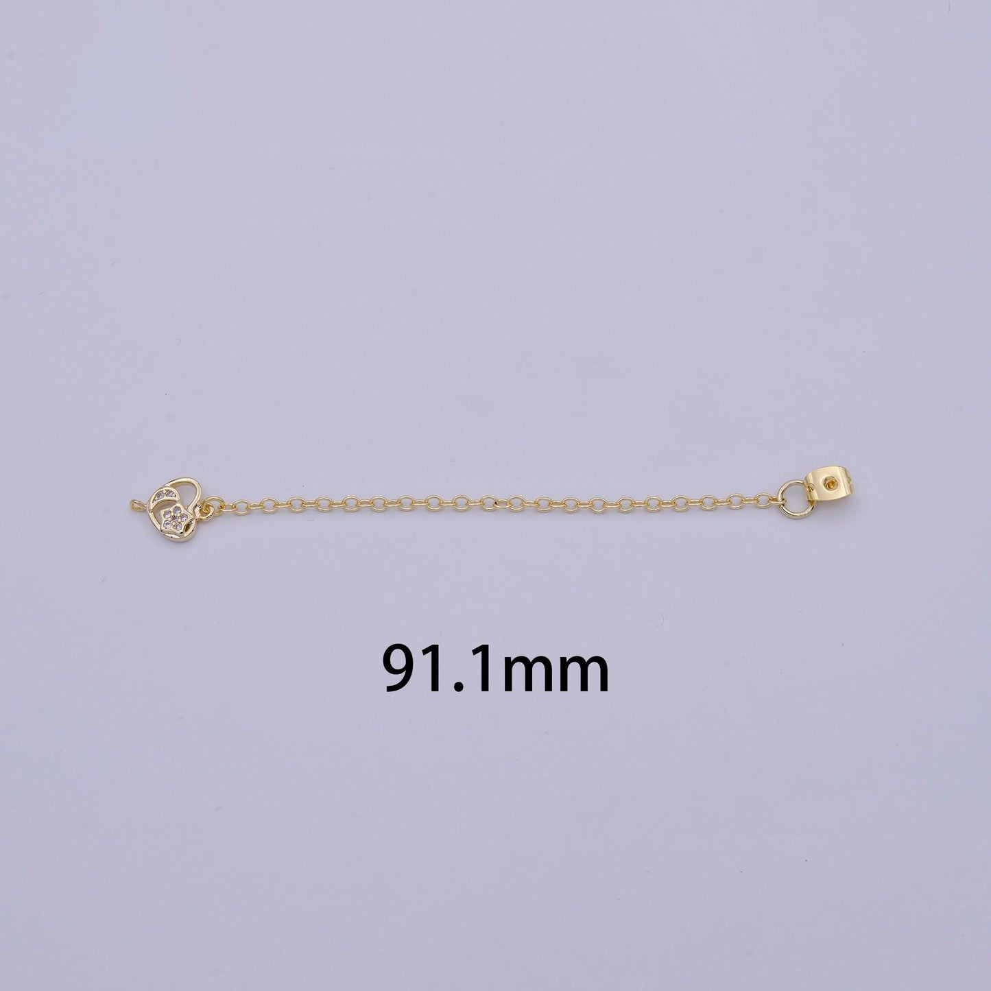 1 pair gold ear back stoppers, earring nuts with long tassel chain cz heart earring component finding k-145