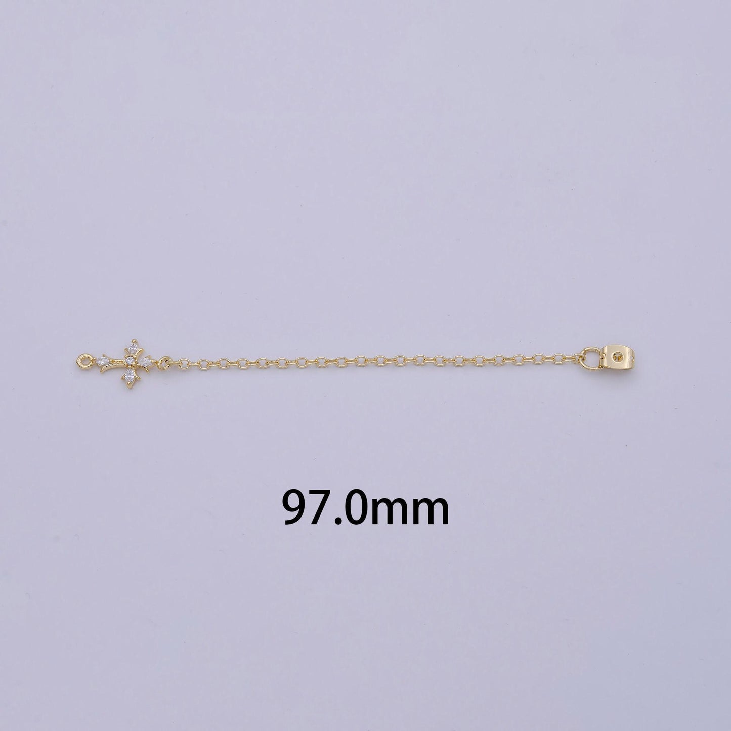 1 pair gold ear back stoppers, earring nuts with long tassel chain cz cross earring component finding k-138