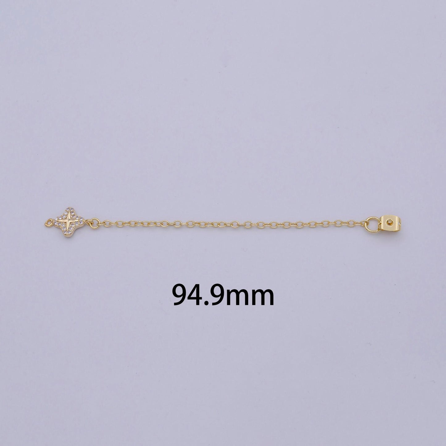 1 pair gold ear back stoppers, earring nuts with long tassel chain 94.9mm cz star earring component finding k-087