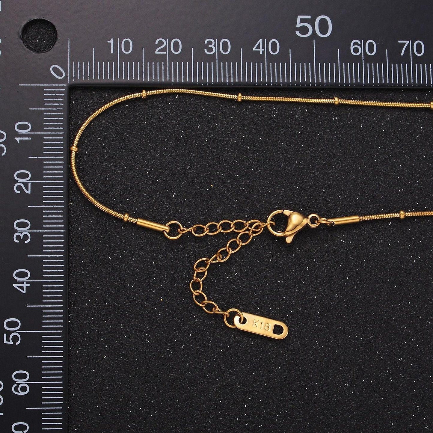 Gold stainless steel 0.8mm satellite snake 18 inch layering herringbone chain necklace | wa-2484