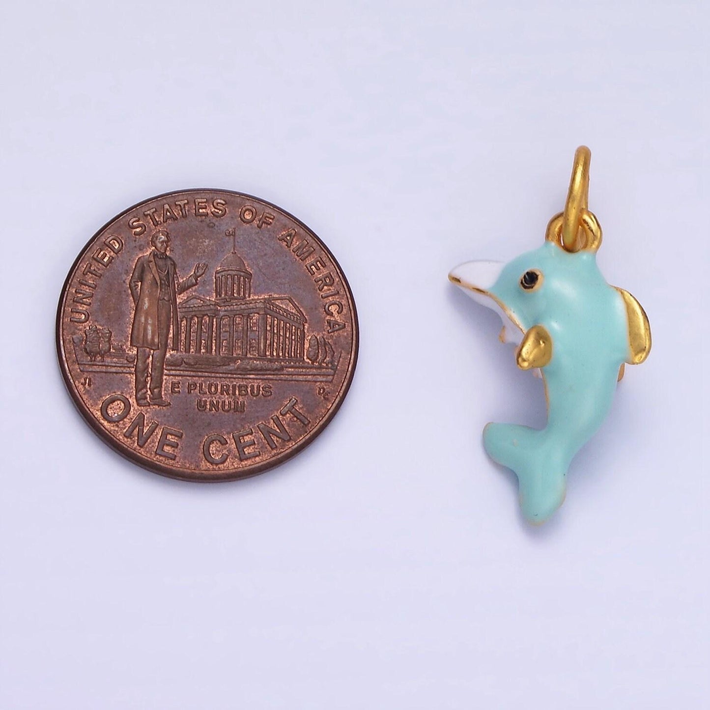 Kawaii enamel dolphin charm blue sea creature animal pendant for kids jewelry making bracelet earring necklace component ag697