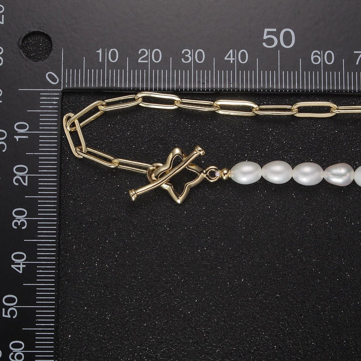 18k gold filled paperclip chain with freshwater pearls layering necklace dainty paperclip wa-862