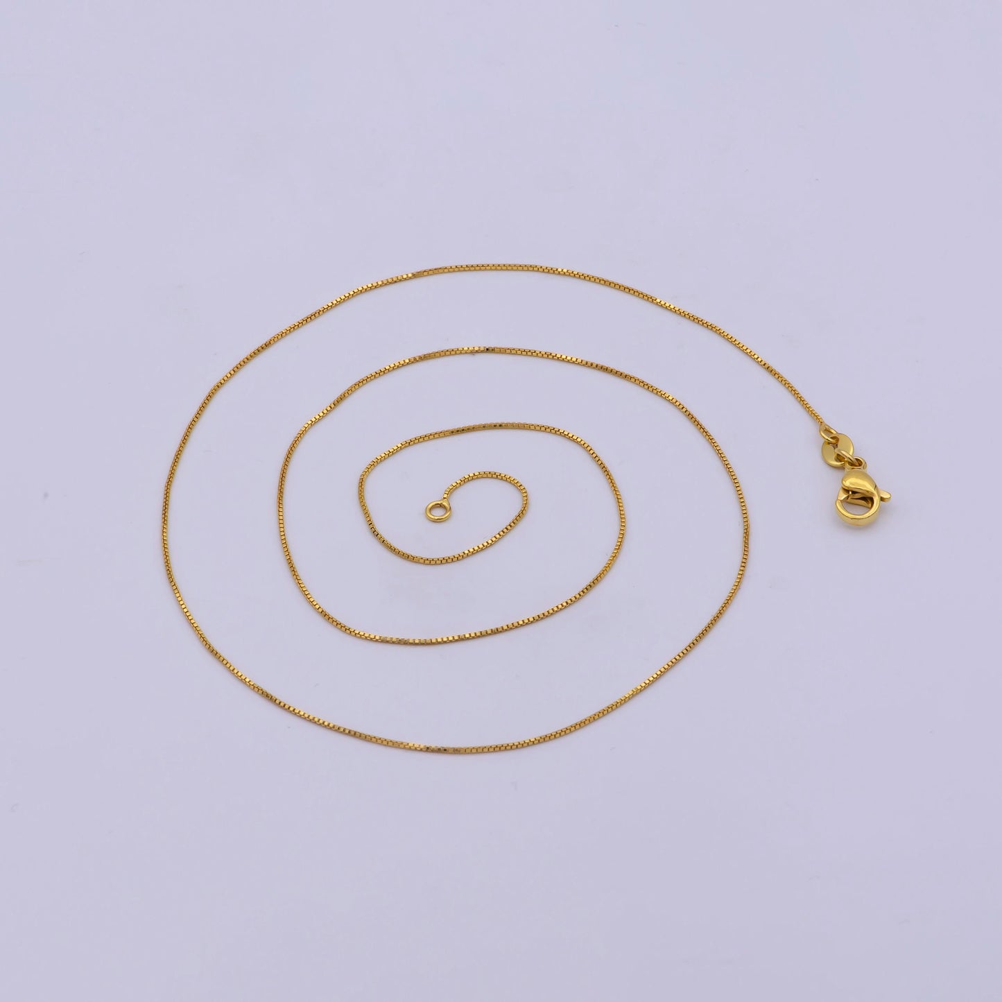 0.6 mm chain box necklace, 24k gold filled box chain, dainty gold filled chain, minimalist necklace 16.0 inch chain | wa-776