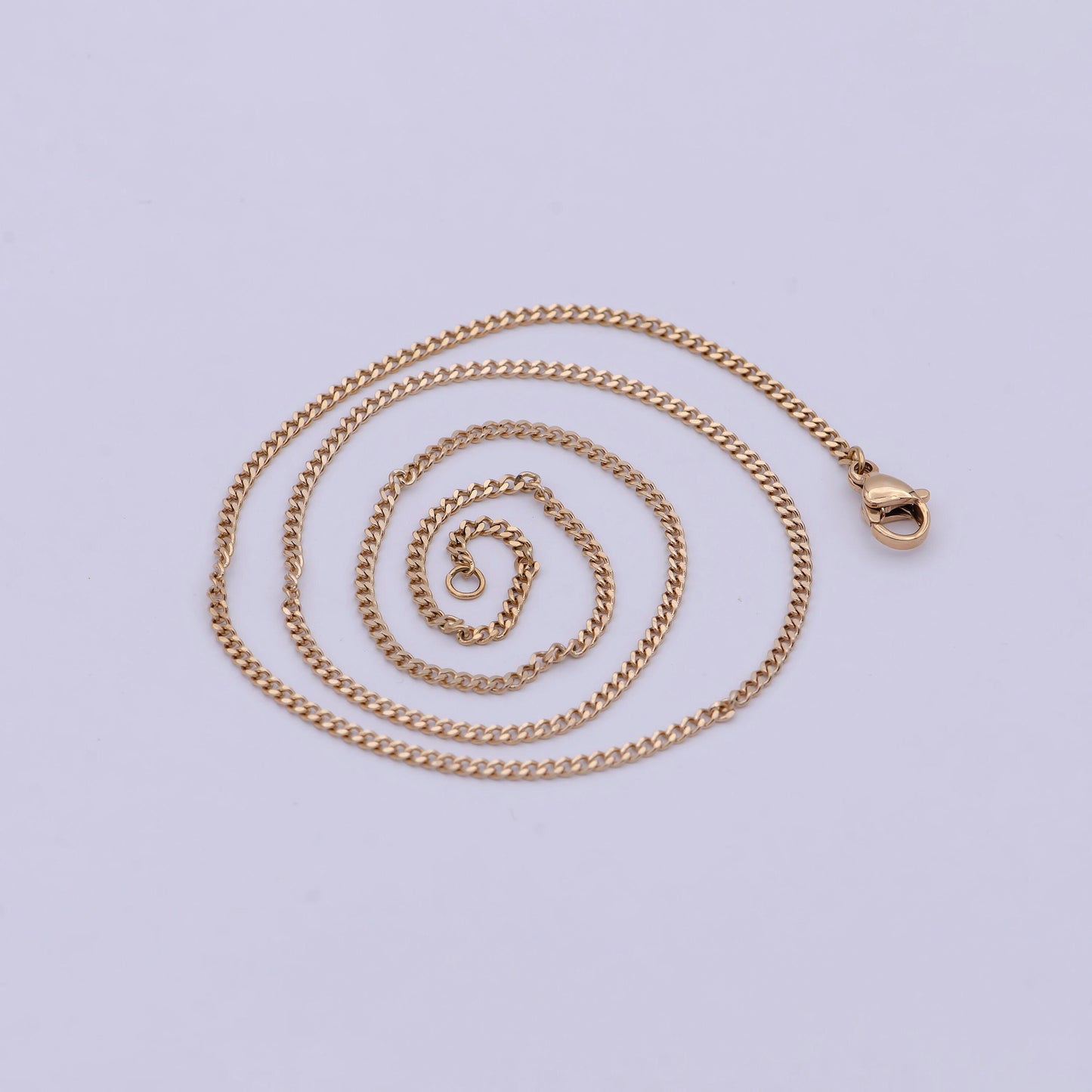 Thin gold, 18k gold plated chain, curb chain, cuban chain necklace, stacked gold chains, gold chain necklace for woman, cuban link wa-765