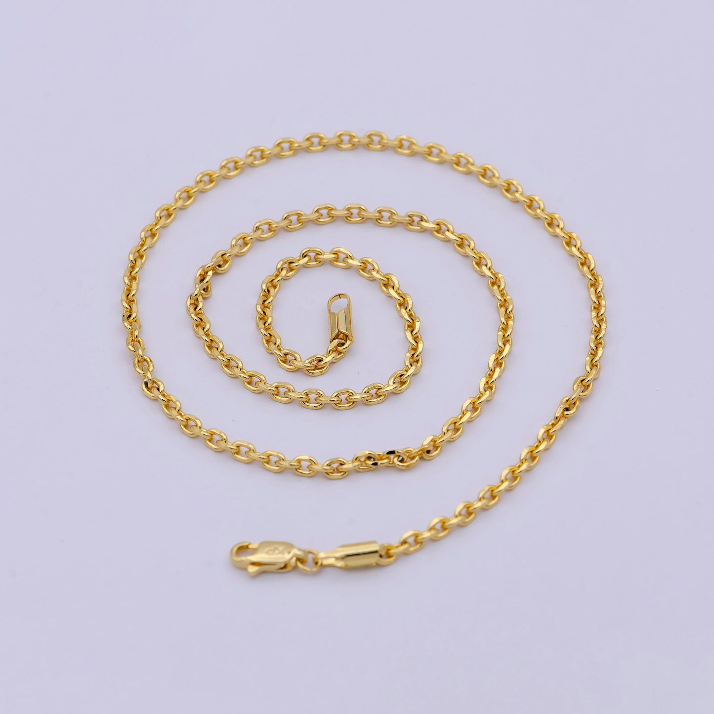 17.7'' 24k gold filled thin cable necklace chain, layering cable chain dainty necklace, for pendant charm necklace making wa-745