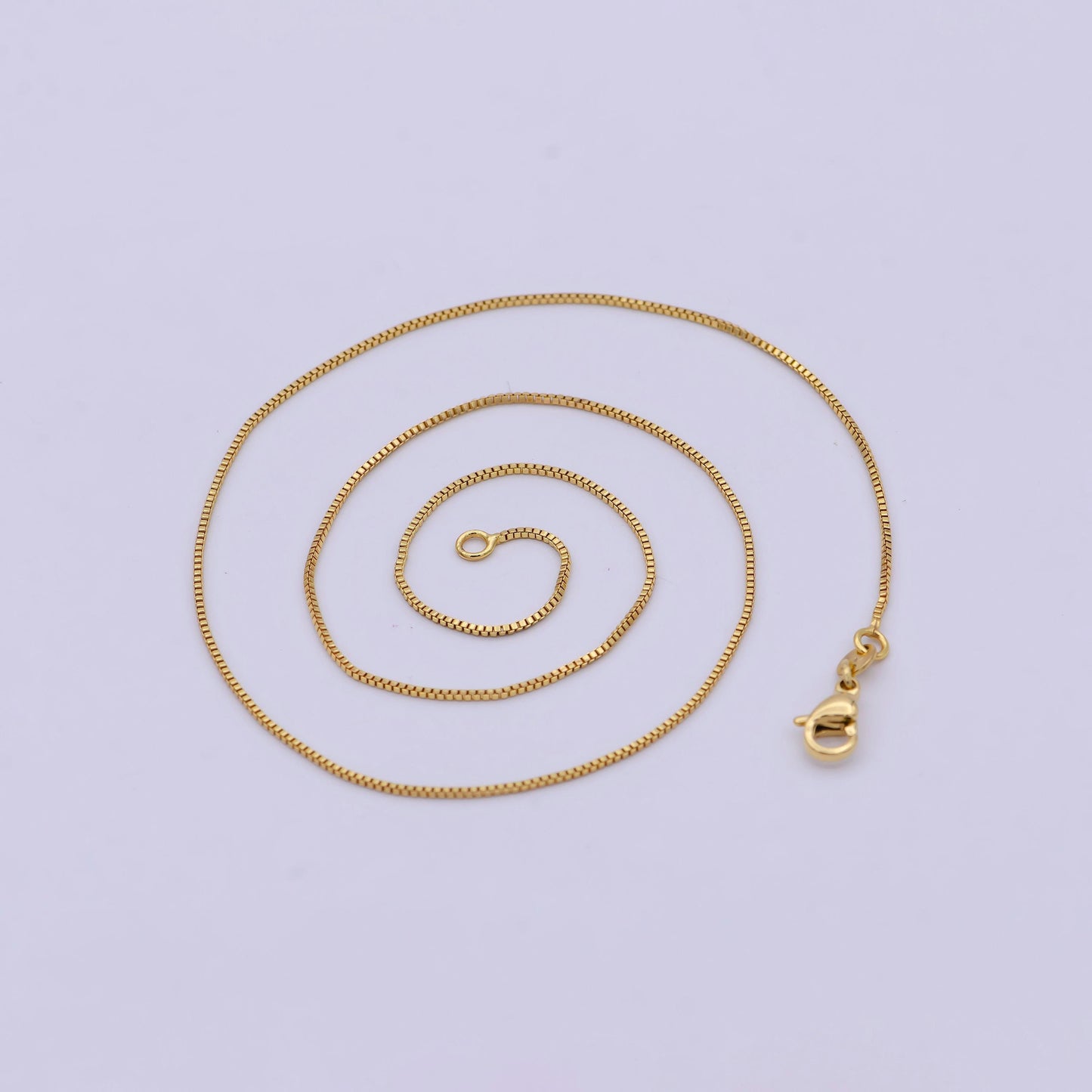 0.8 mm chain box necklace, 24k gold filled box chain, dainty gold filled chain, minimalist necklace 16 inch chain | wa-742
