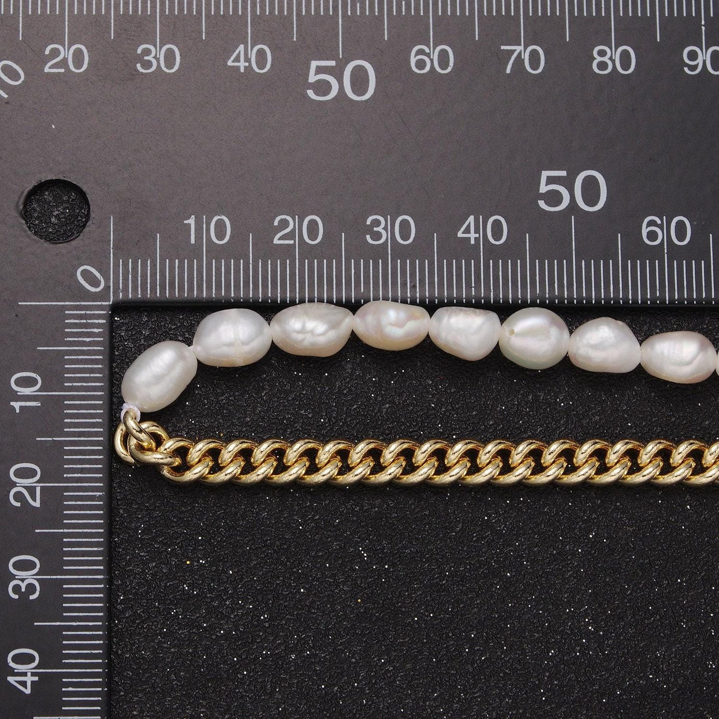 14k gold filled half 5mm freshwater pearl curb chain 16 inch choker necklace | wa-612