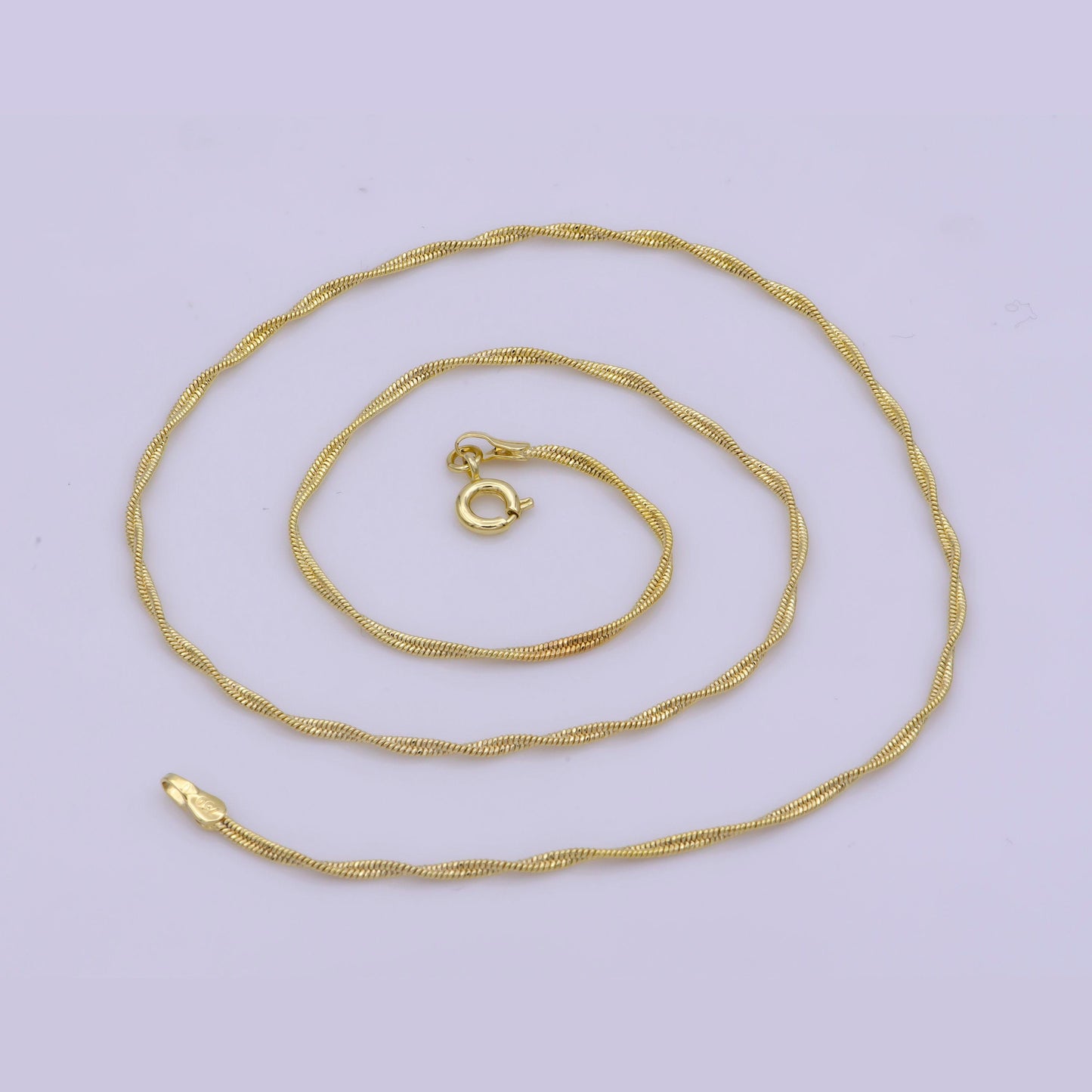 1pc 17.6" 1.4 mm singapore gold herringbone necklace chain, twisted layering chain dainty necklace,for pendant charm necklace making, wa-398