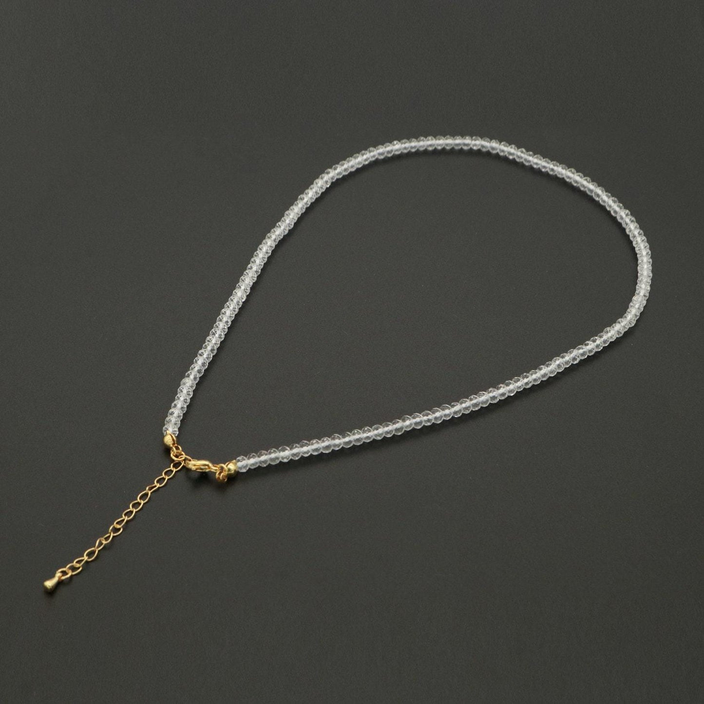 Dainty clear quartz necklace gemstone minimalist jewelry beaded healing stone necklace with lobster clasp wa-262