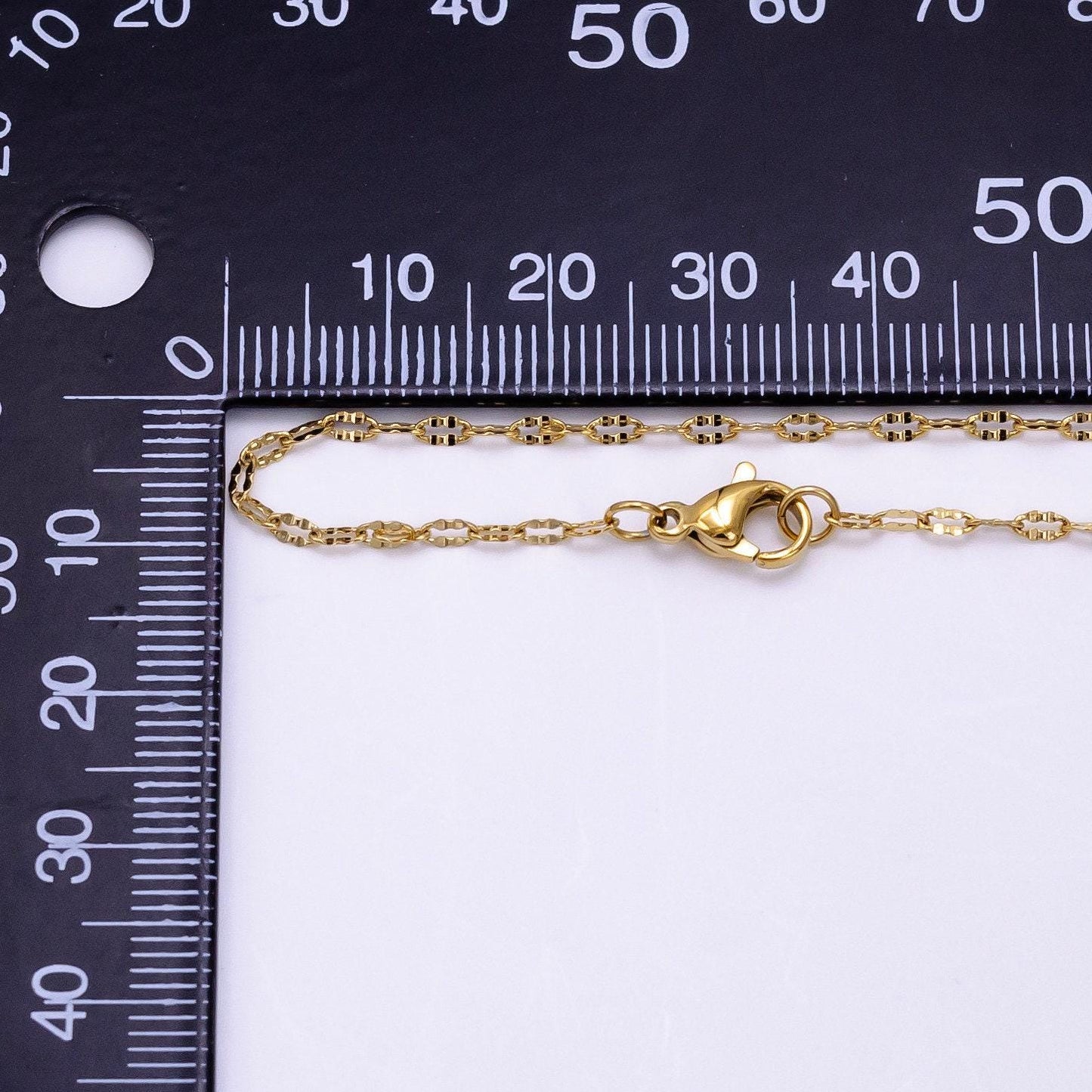 Dainty gold necklace hammered chain oval link chain ready to wear textured link chain necklace 17 inch long wa-2468
