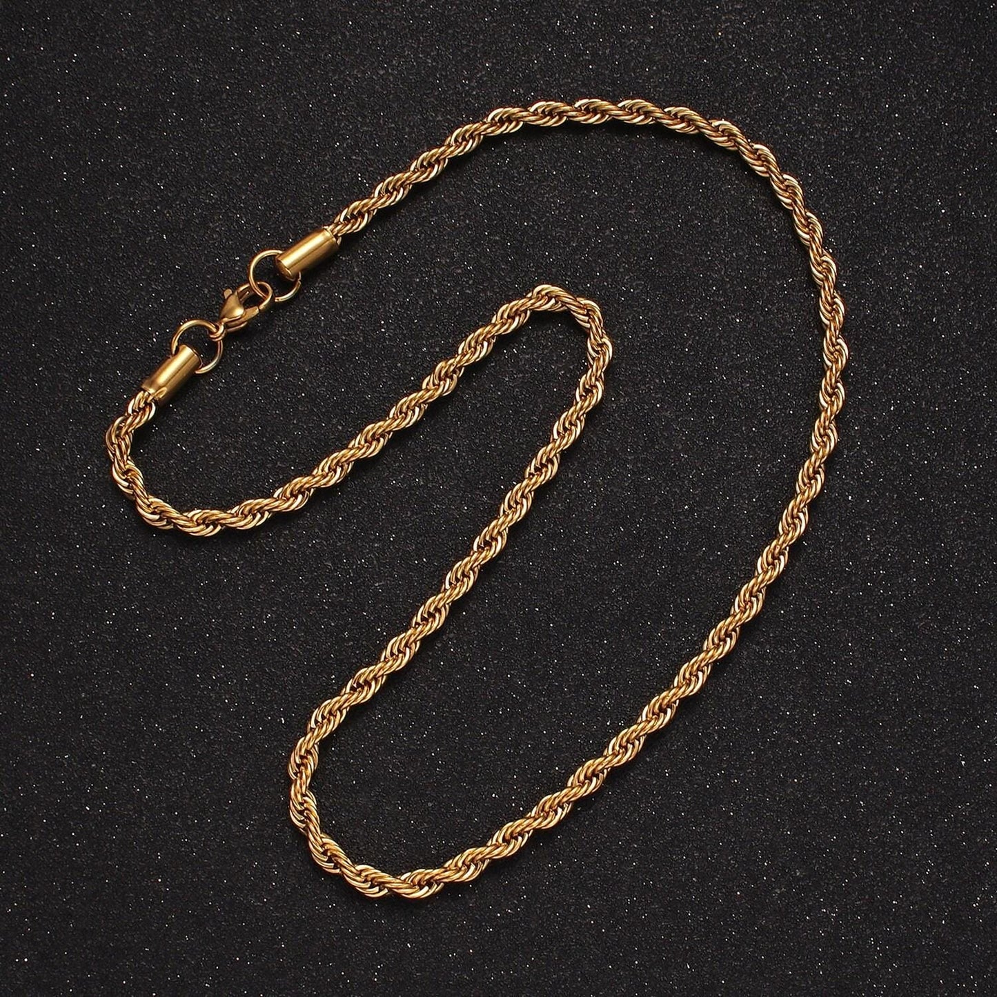 Stainless steel 3.7mm rope 18 inches necklace in gold & silver | wa-2332 wa-2333