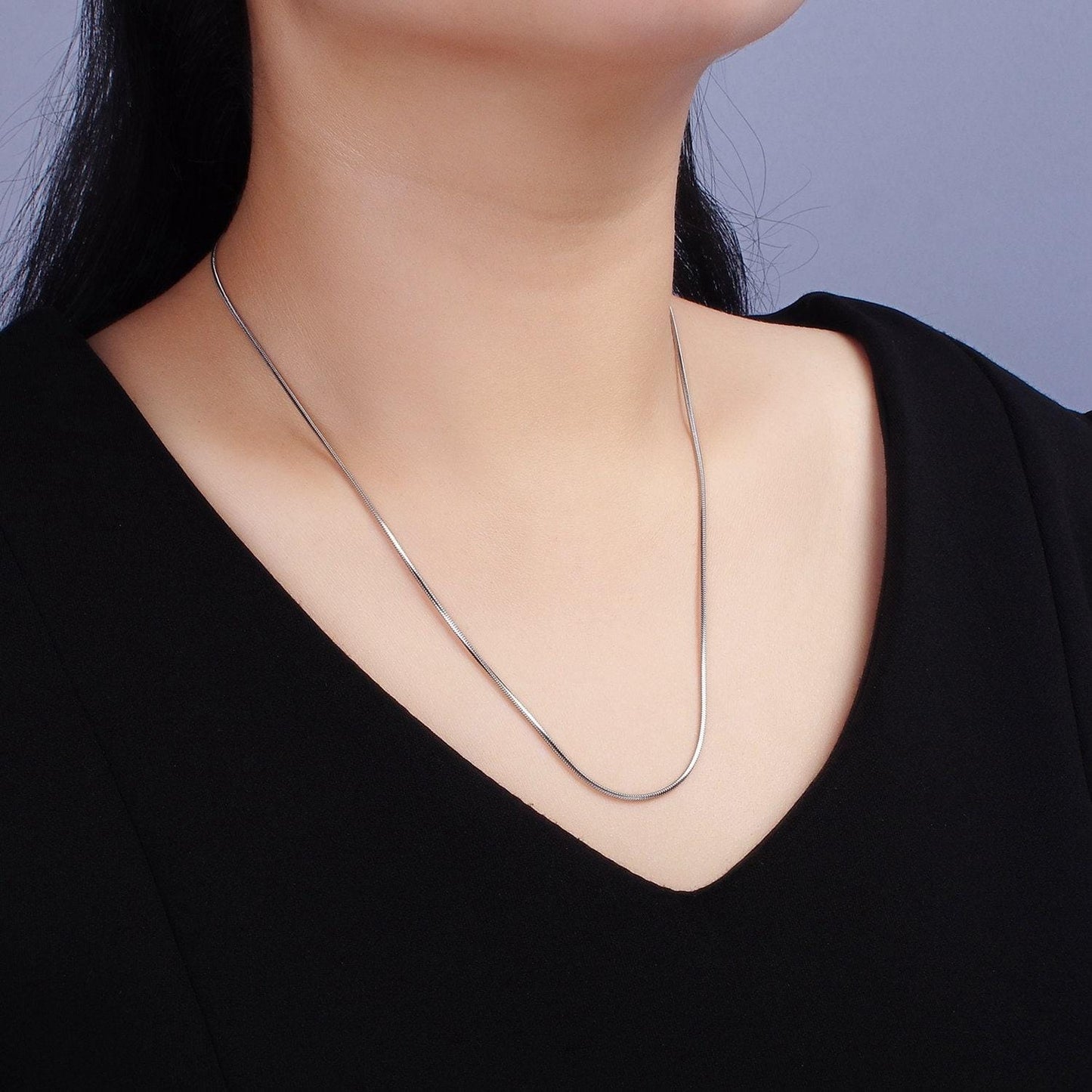 Stainless steel 1.2mm dainty cocoon omega 20 inch layering chain necklace | wa-2268