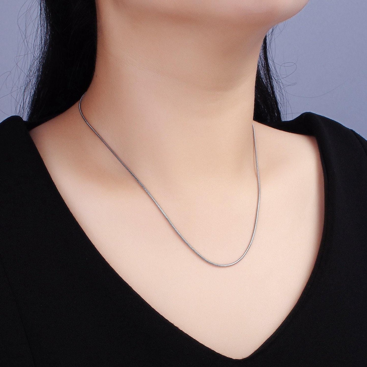 Stainless steel 1.2mm dainty cocoon omega 18 inch layering chain necklace | wa-2261
