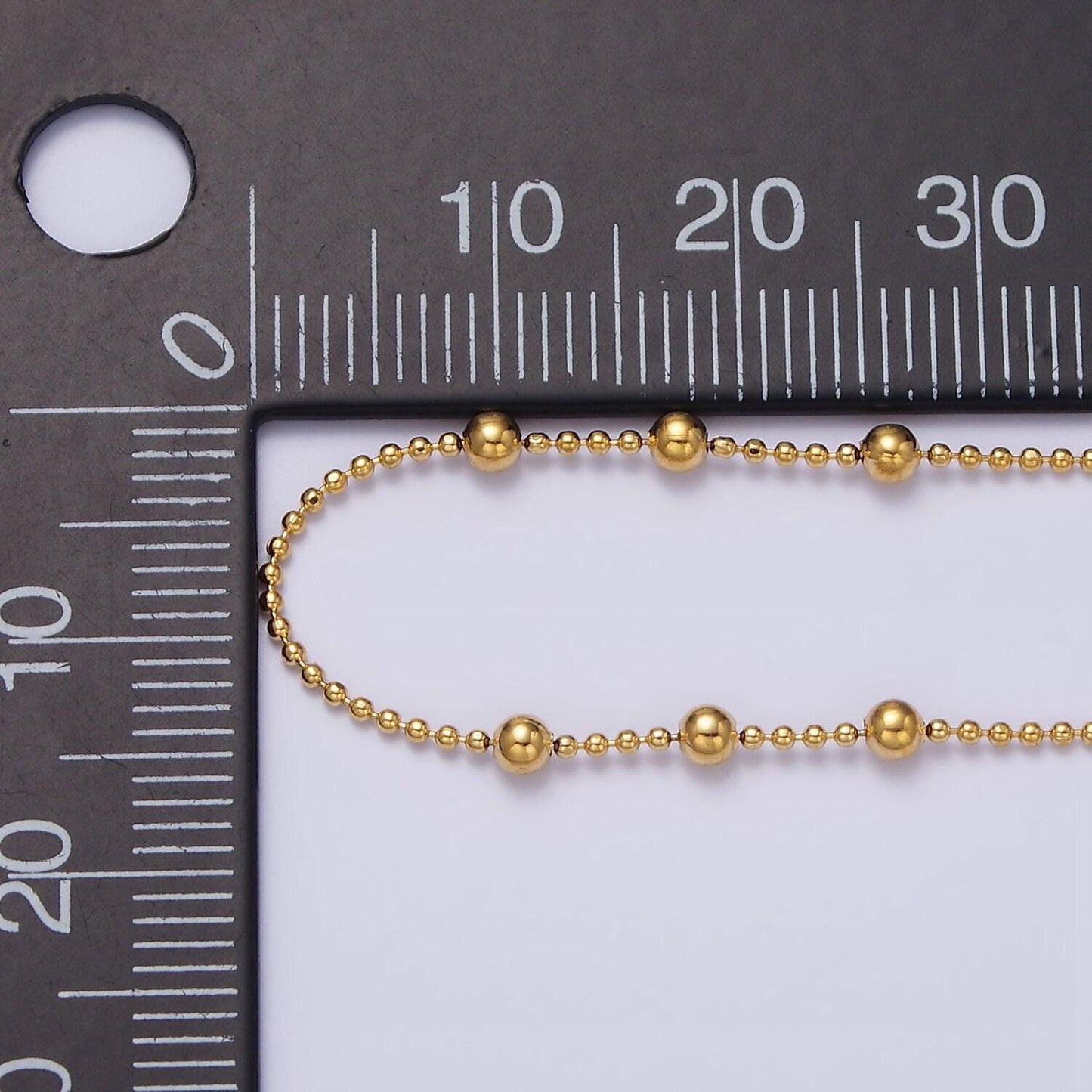 24k gold filled beaded satellite chain gold filled silver chain simple everyday layering necklace 18 inch | wa-1853 wa-1854