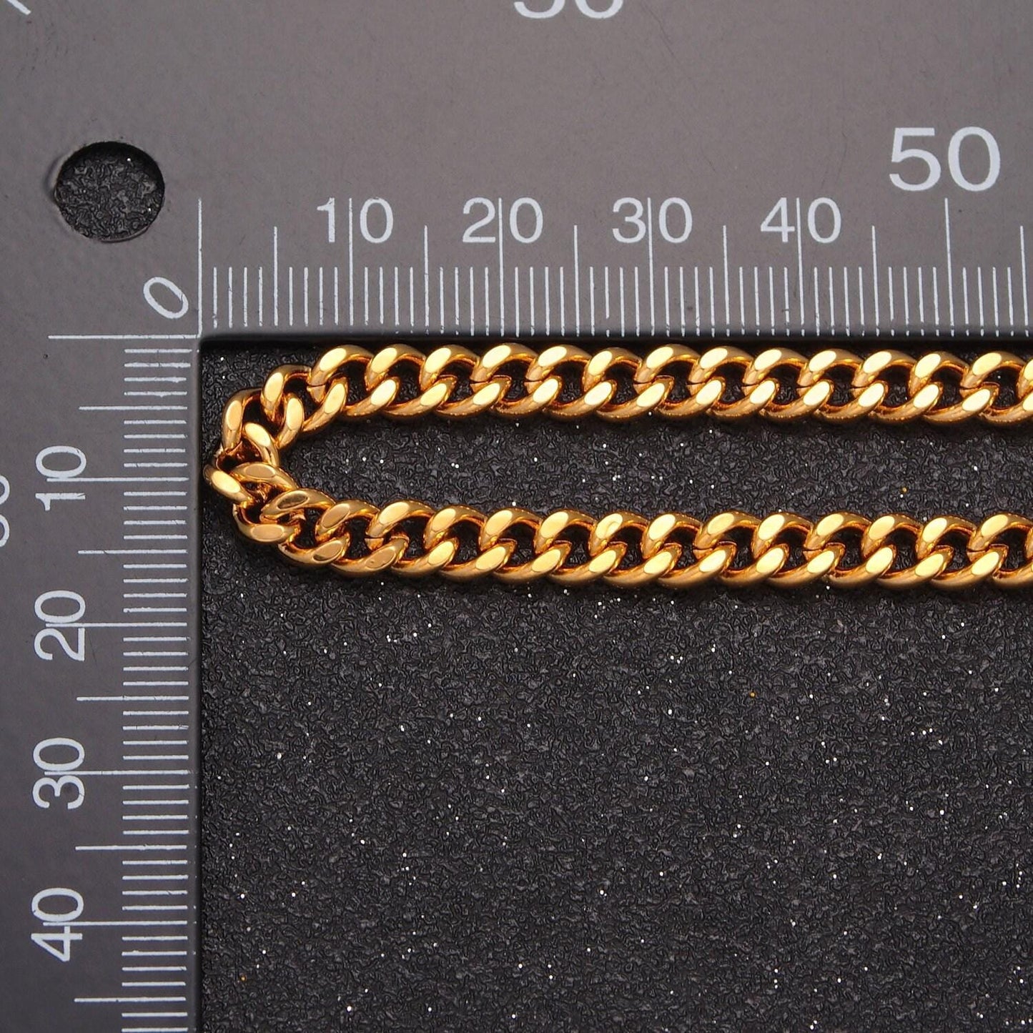 24k gold filled 5mm cuban curb chain link, 19.5 inch gold flat concave chain, unfinished chain for diy jewelry making, wa-1399