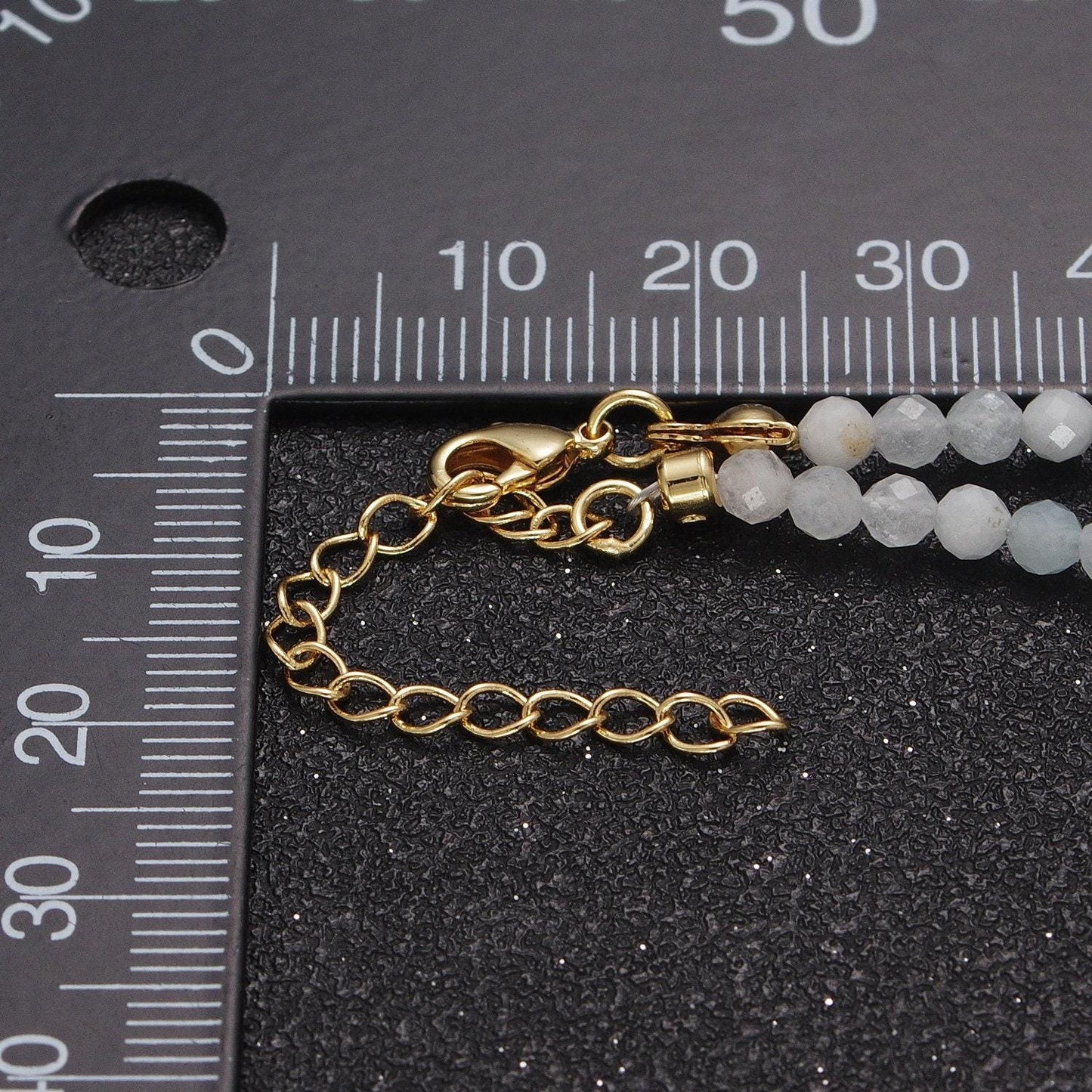 3.3mm blue moonstone & yellow citrine multifaceted rondelle stones w. gold crimp spacer 15.5"+2.0" ext. handmade necklace | wa-1187, wa-1189