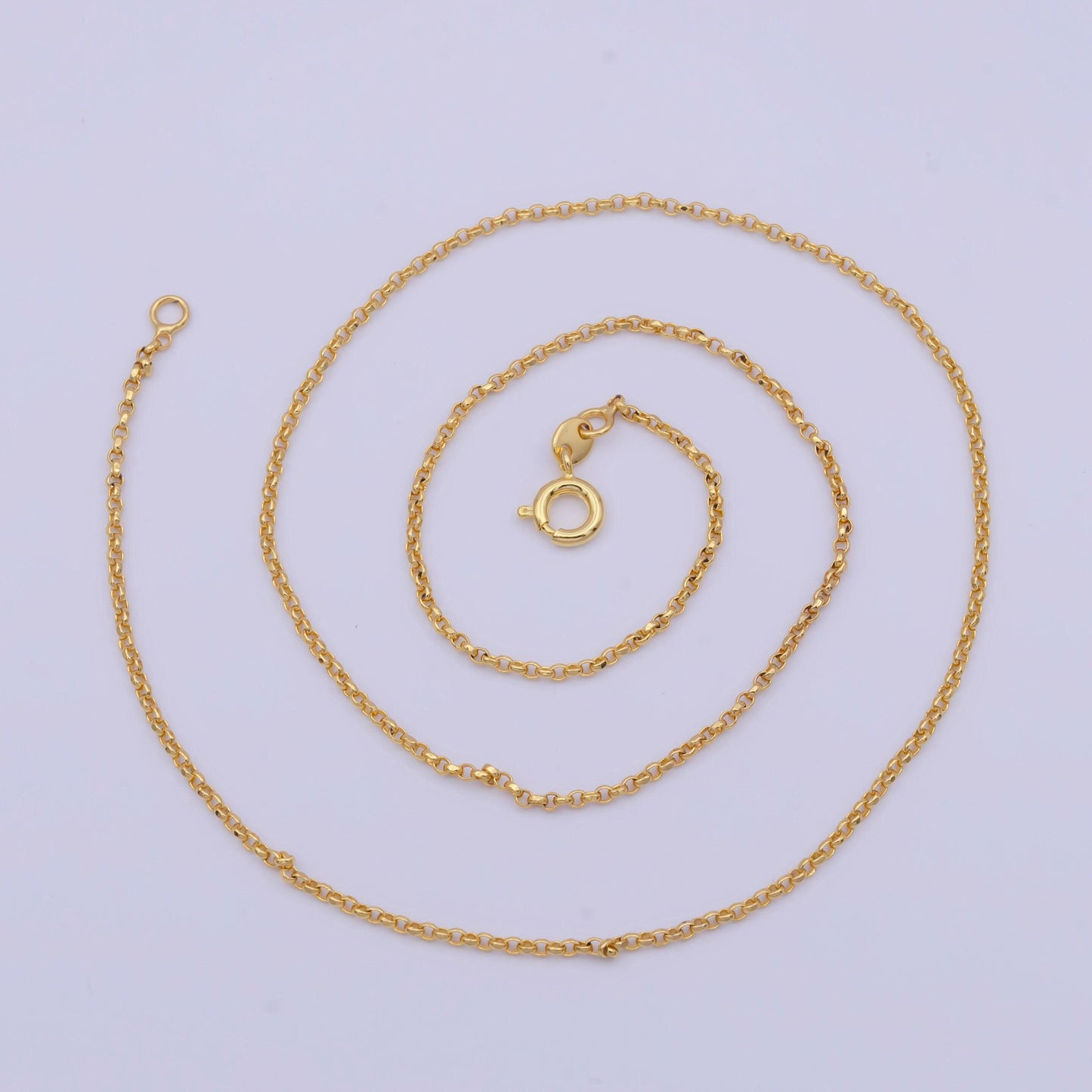 1.3mm dainty gold rolo chain necklace, 24k gold plated 19.6" or 17.8" rolo link ready to wear necklace | wa-1123, wa-1124