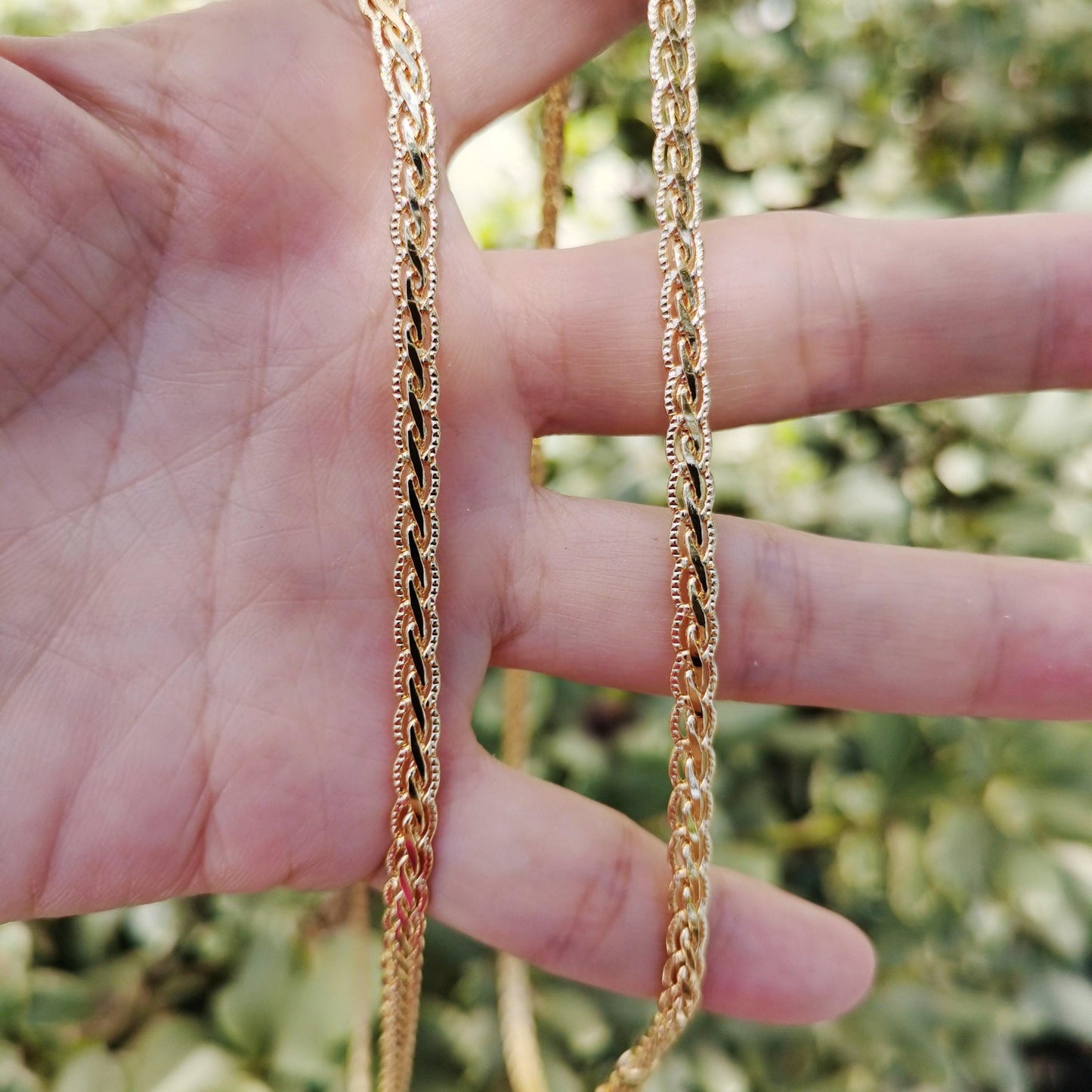 1pc 20'' ready to use gold palma braid necklace chain, layering unique chain bold necklace, perfect for pendant charm necklace, 754