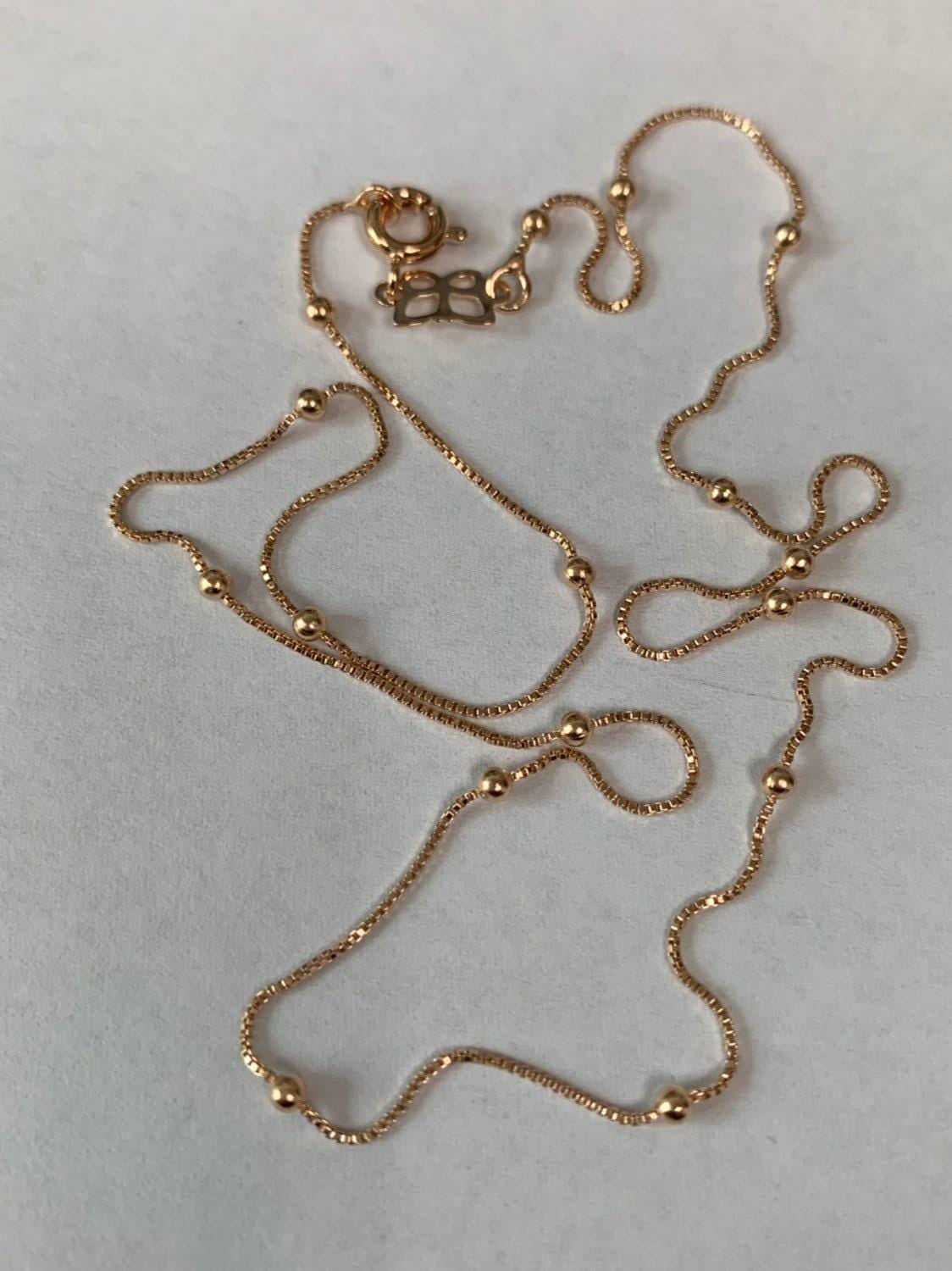 18'' ready to use rose gold thin rolo necklace chain, 0.9mm width layering ball box chain dainty necklace, for pendant charm necklace, 762