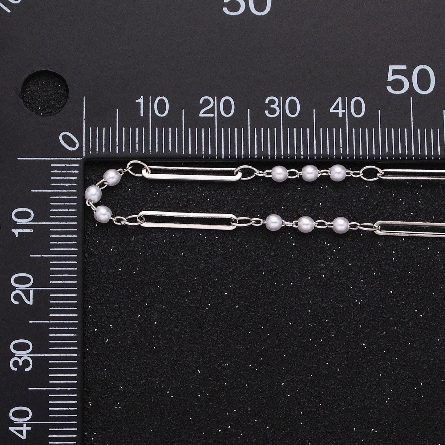 Dainty 16k gold filled 2.5mm designed triple pearl paperclip link unfinished chain in gold & silver | roll-1335 roll-1336