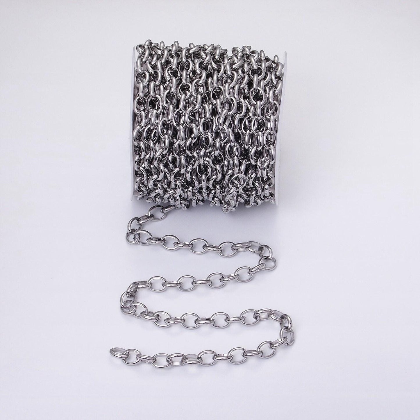 24k gold filled 7.5mm oval cable clip cable link unfinished yard chain in gold & silver | roll-1277 roll-1278