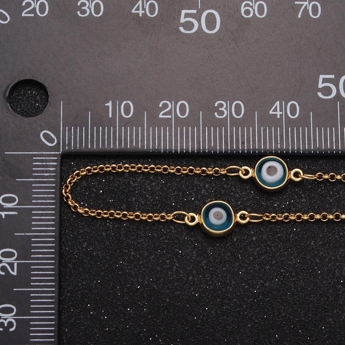 Gold evil eye satellite chain by yard enamel evil eye beaded satellite chain jewelry making supply amulet body jewelry component roll-1211