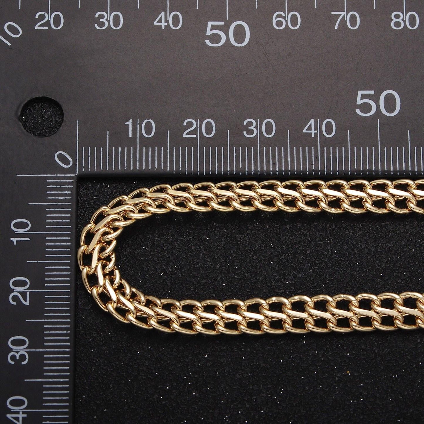 6.5mm gold filled double row cuban curb double s-link figure 8 geometric unfinished gold, silver jewelry making chain | roll-1034, roll-1119