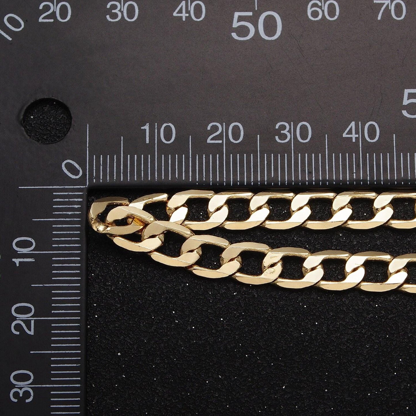 24k gold filled 6mm flat figaro concave cuban curb statement unfinished gold, silver chain by yard for jewelry making | roll-1054, roll-1106