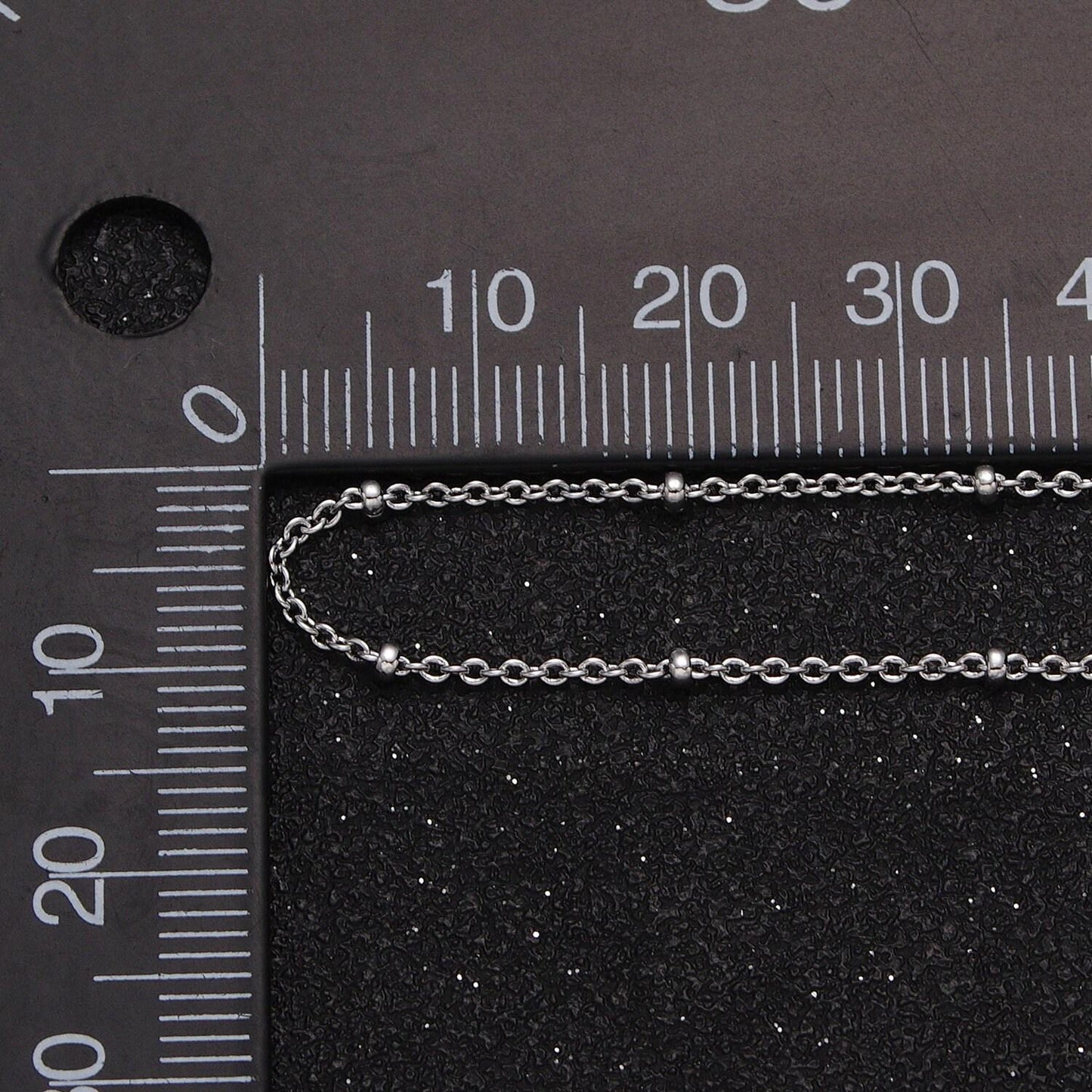 Dainty 24k white gold filled 1.8mm satellite bead 1.2mm rolo unfinished gold, silver jewelry making chain by yard | roll-1040 roll-1095