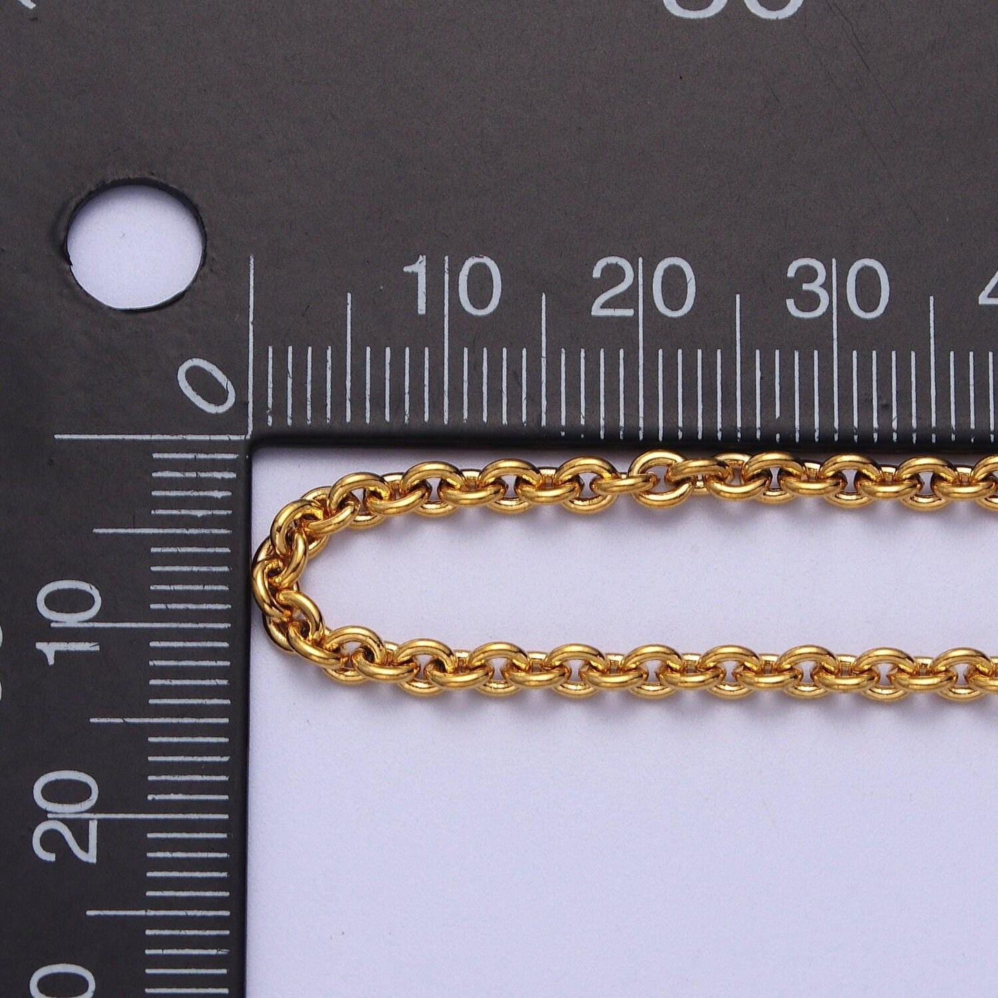 Dainty 3mm round rolo cable unfinished gold, silver chain by yard, 24k gold filled wholesale bulk roll chain | roll-907, roll-908
