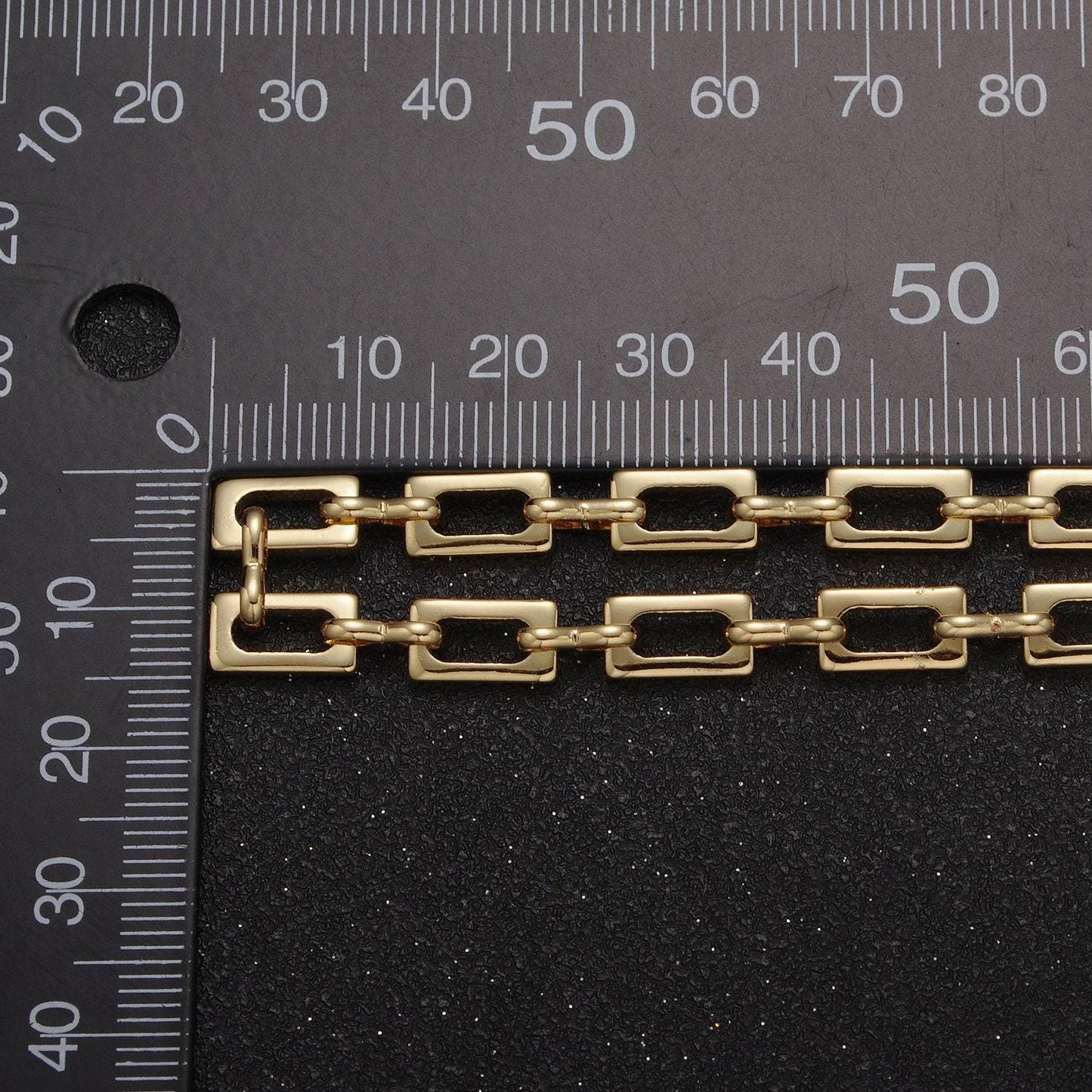 24k gold filled 5.5mm paper clip chain with rectangle link, elongated thick chain by yard, wholesale bulk roll chain by yard, 647