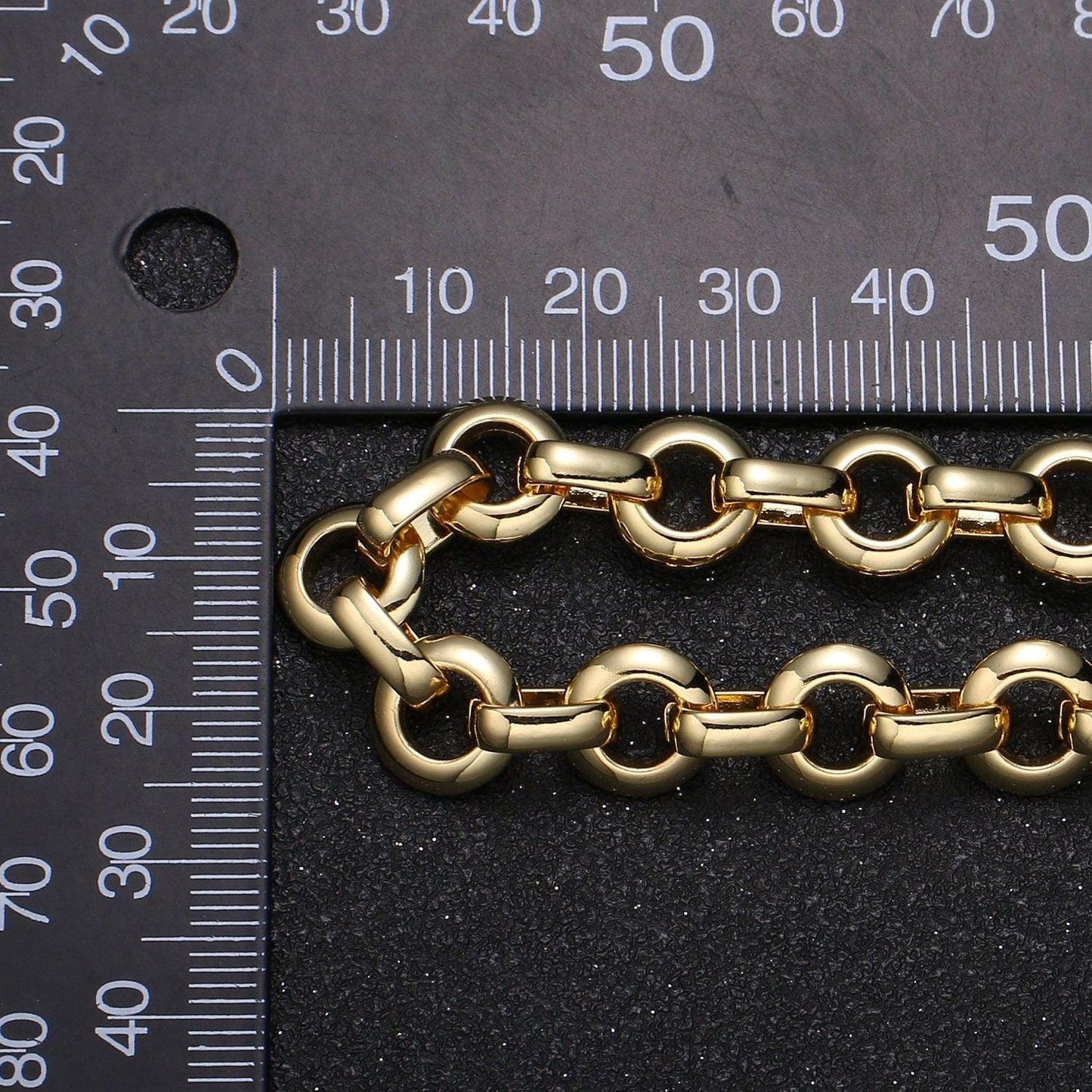 Both faces rolo chain 24k gold by yard, fancy link chain, round chain link for diy craft, belt chain, clip chain roll-486