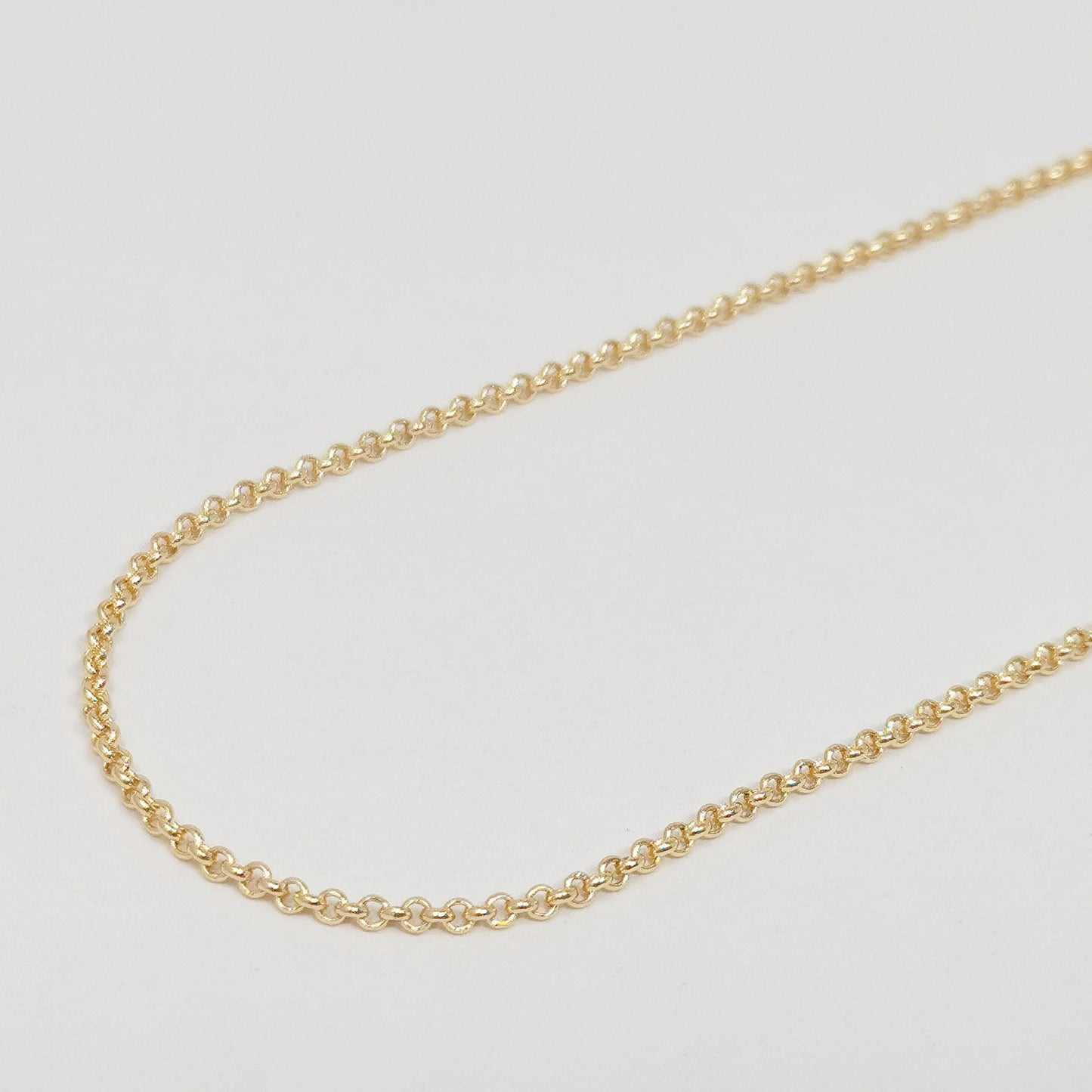 Gold rolo cable chain by yard, box link chain, wholesale bulk roll chain for jewelry making, width 1.5mm,roll- 414