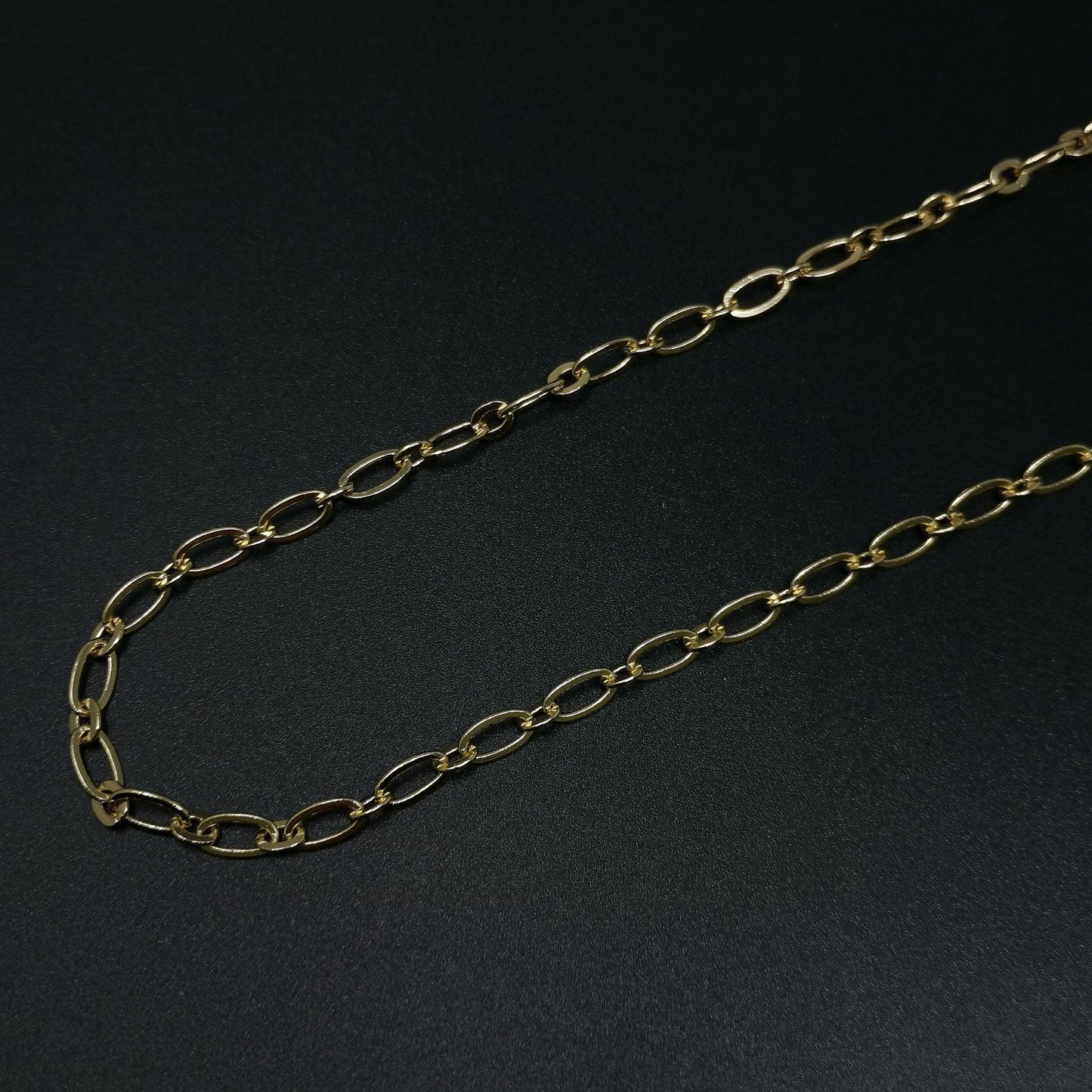 14k gold rolo cable paperclip chain by yard, link cable rolo elongate chain, wholesale bulk roll chain for jewelry making, 401