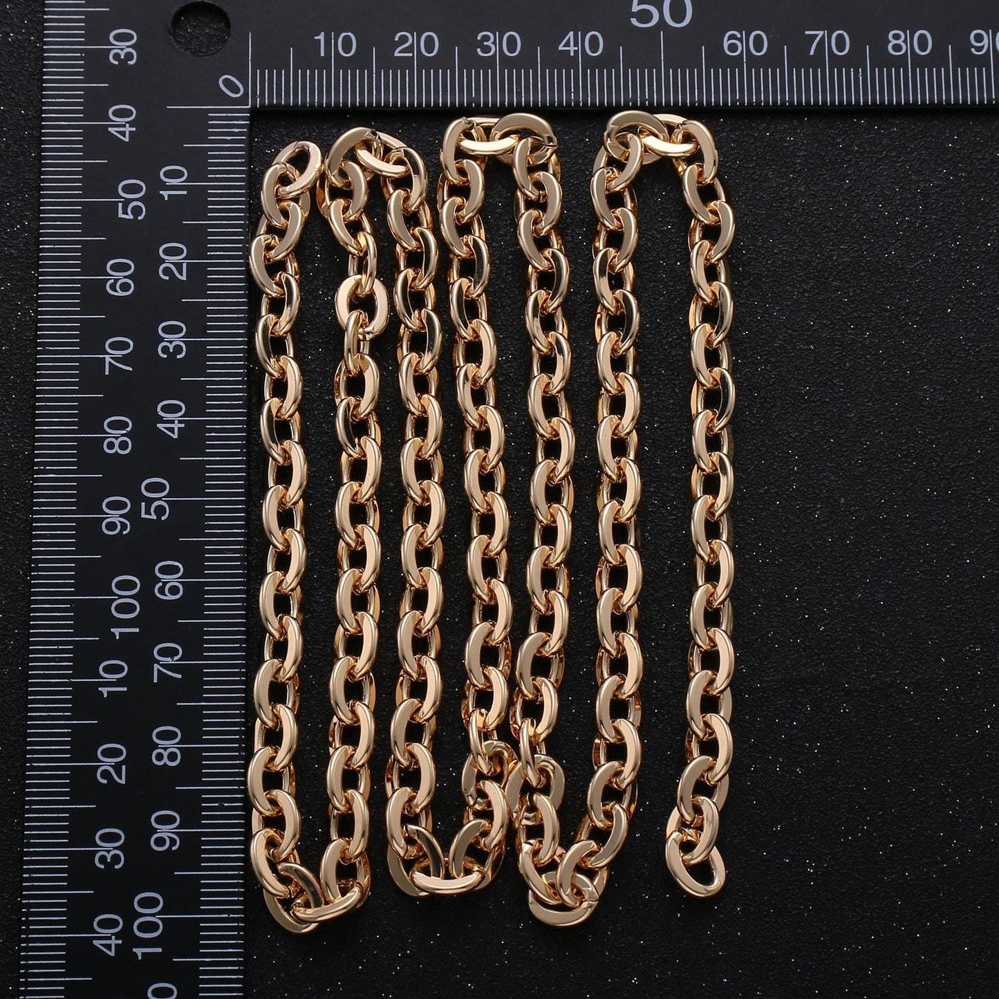 6.5x8.5mm 16k gold rolo cable chain by yard, chunky cable rolo chain by foot, wholesale bulk roll chain for diy jewelry,285