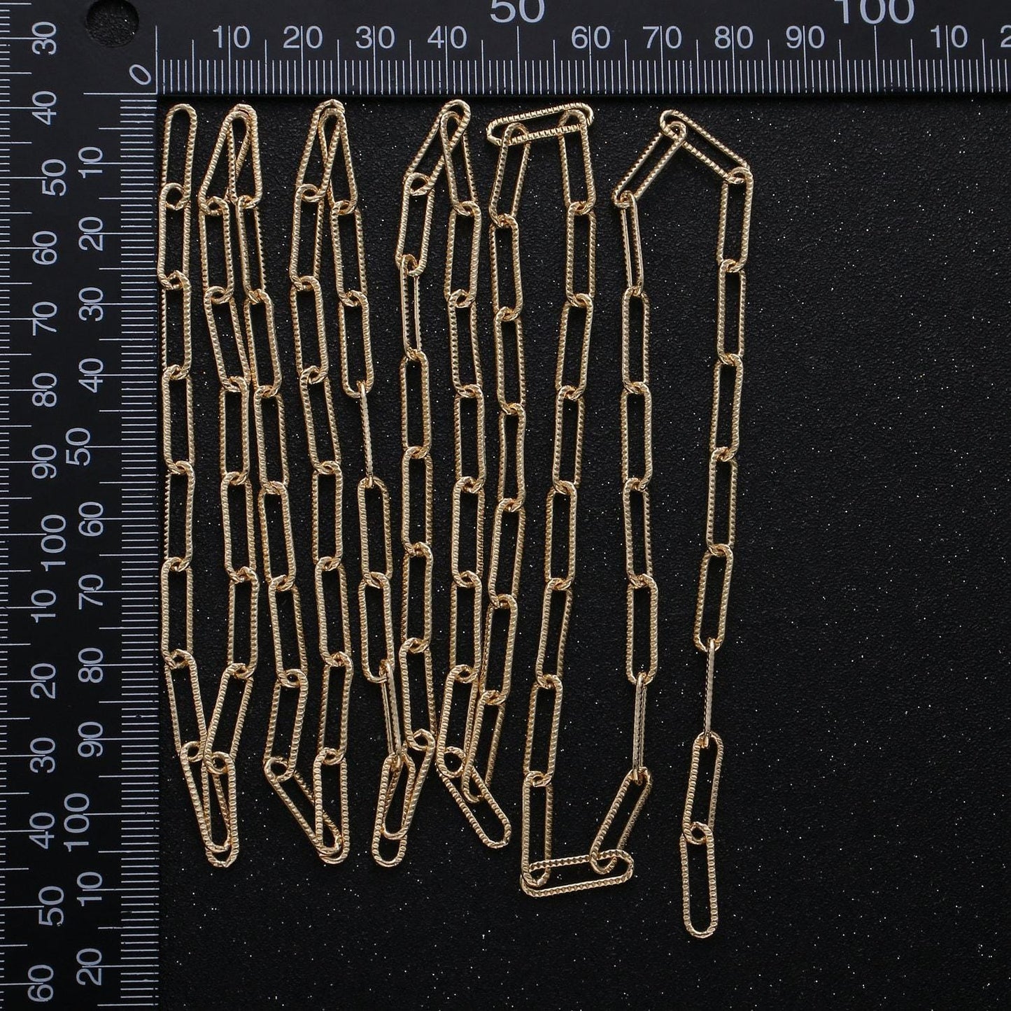 16k gold embosed paperclip rolo cable chain by yard, gold cable rolo chain by foot, thicknest 1mm, roll-284