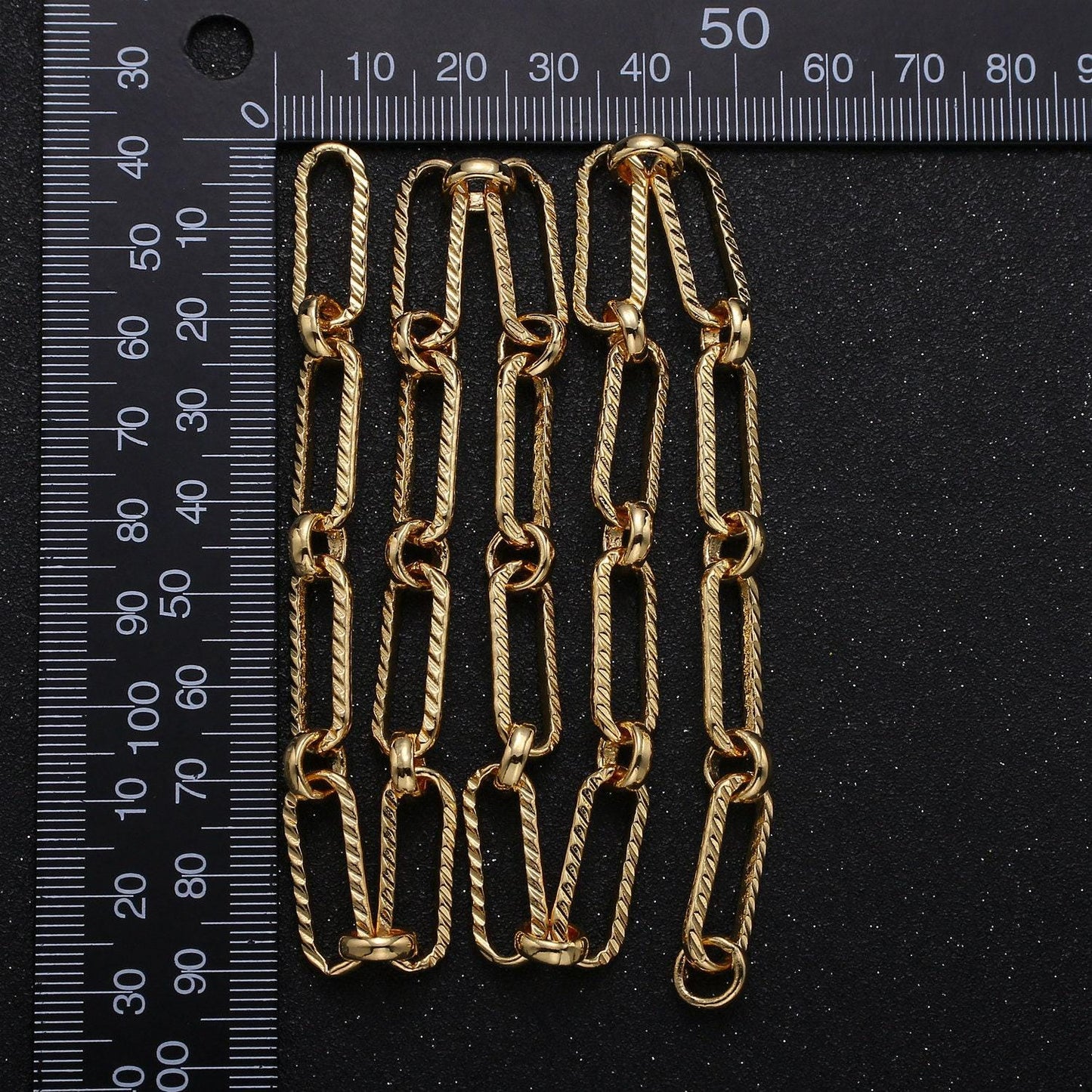 24k gold rolo cable paperclip chain by yard, link cable thick elongate chain, wholesale bulk roll chain jewelry making 11x8mm, 234