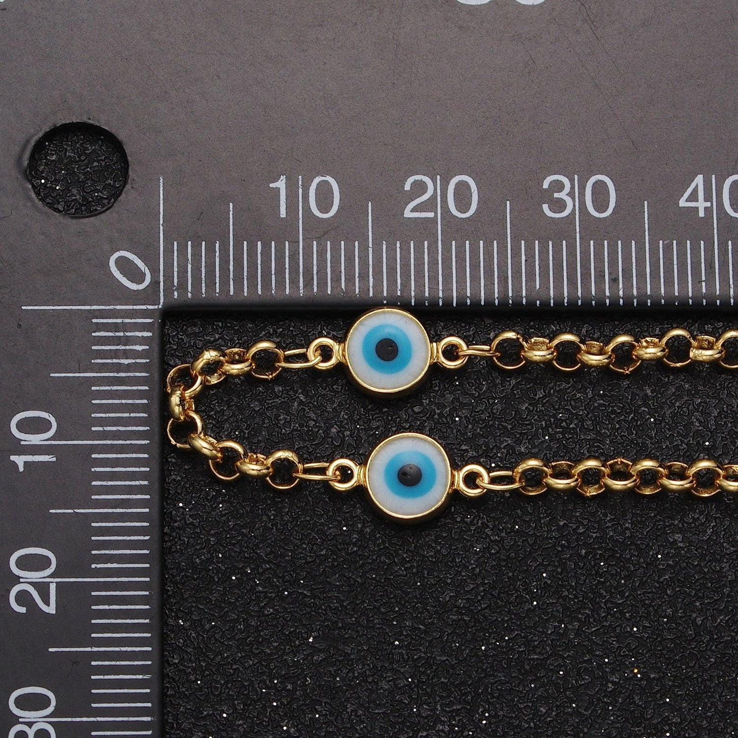 Gold evil eye satellite chain by yard enamel evil eye beaded satellite chain jewelry making supply amulet body jewelry component roll-1212