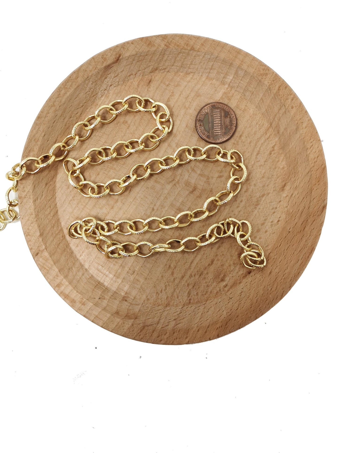 Gold rolo cable chain by yard, rolo cable chain by foot, wholesale bulk roll chain, width 8mm, roll-98,94